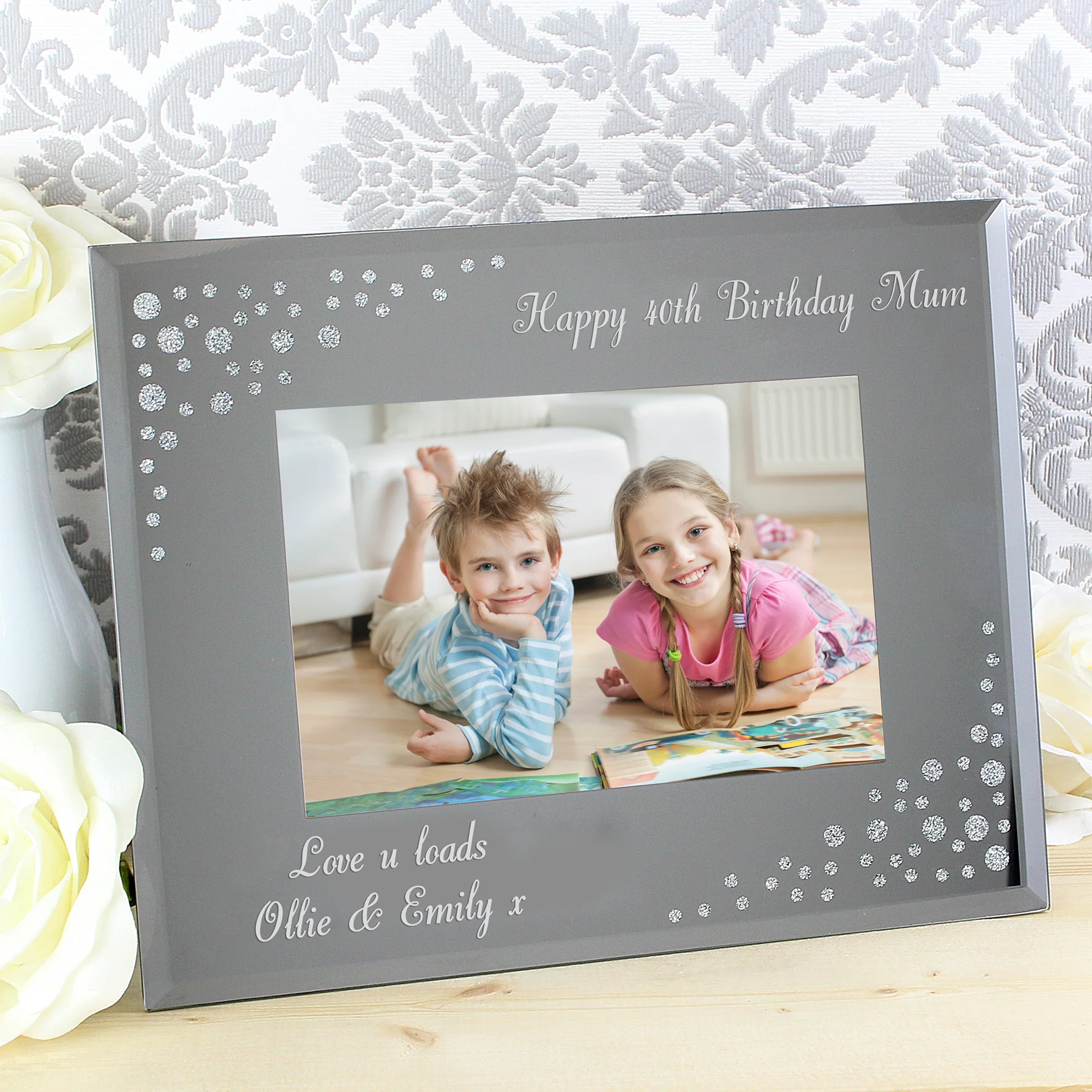 Personalised 6x4 Landscape Diamante Glass Photo Frame - Image 2