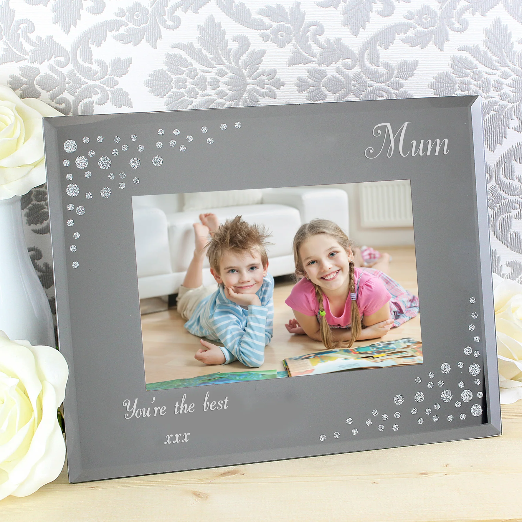 Personalised 6x4 Landscape Diamante Glass Photo Frame - Image 3