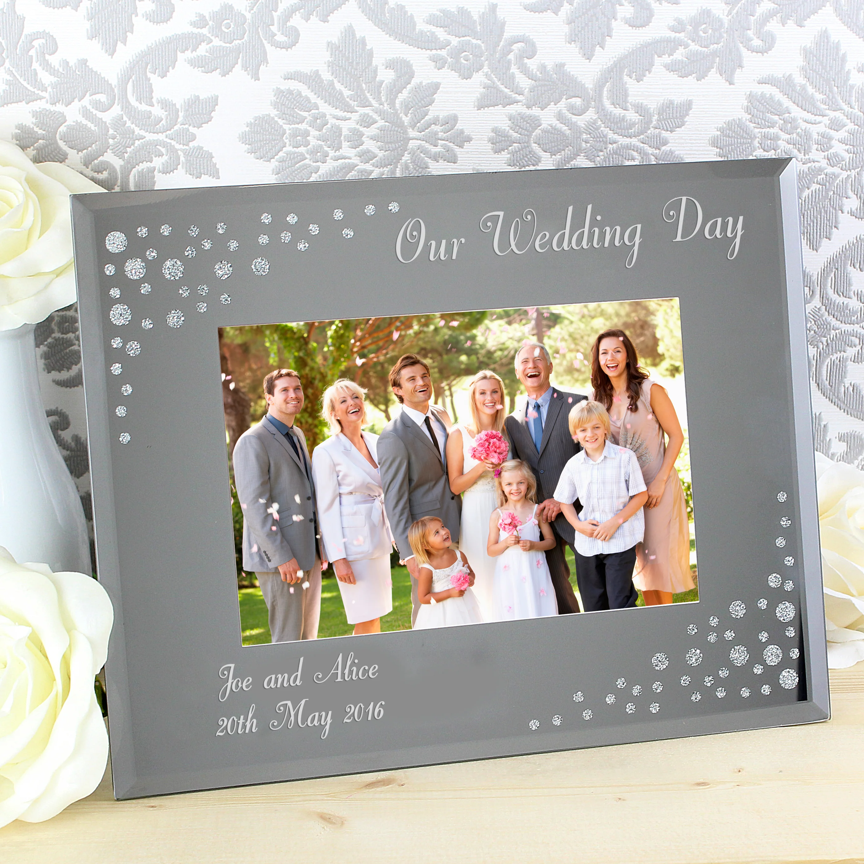 Personalised 6x4 Landscape Diamante Glass Photo Frame - Image 6