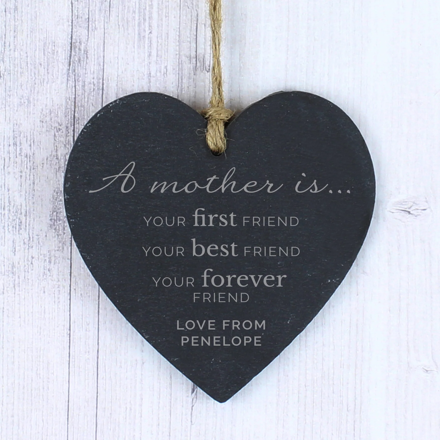 Personalised 'A Mother Is' Slate Heart Decoration - Image 3