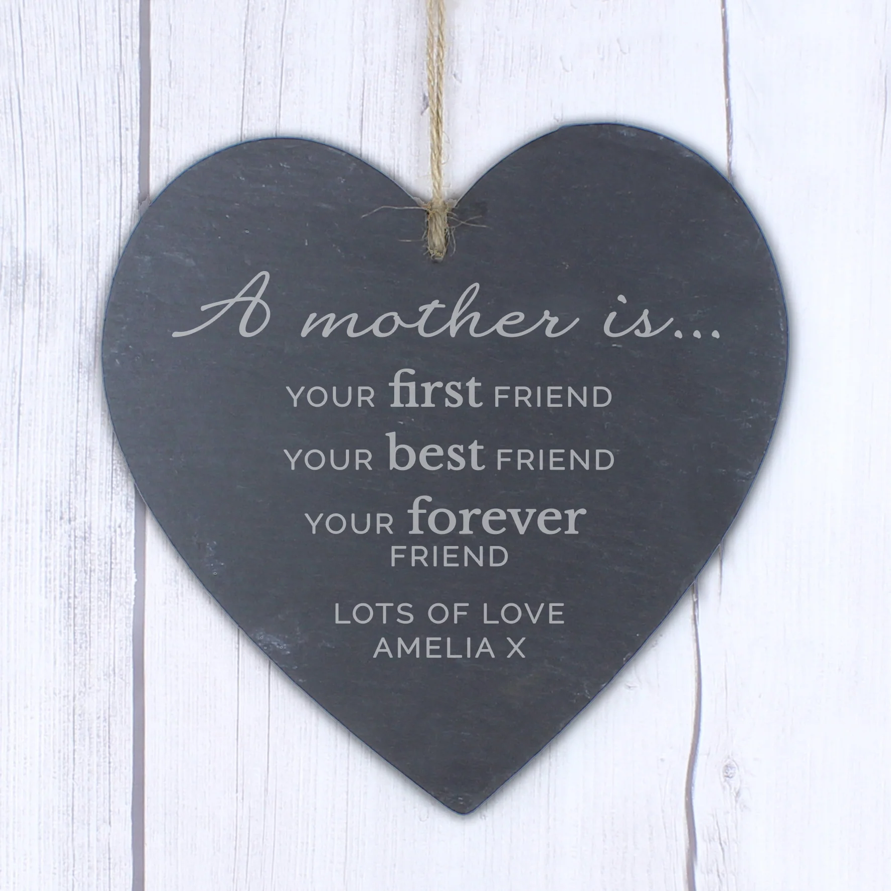 Personalised 'A Mother Is' Slate Heart Decoration - Image 4