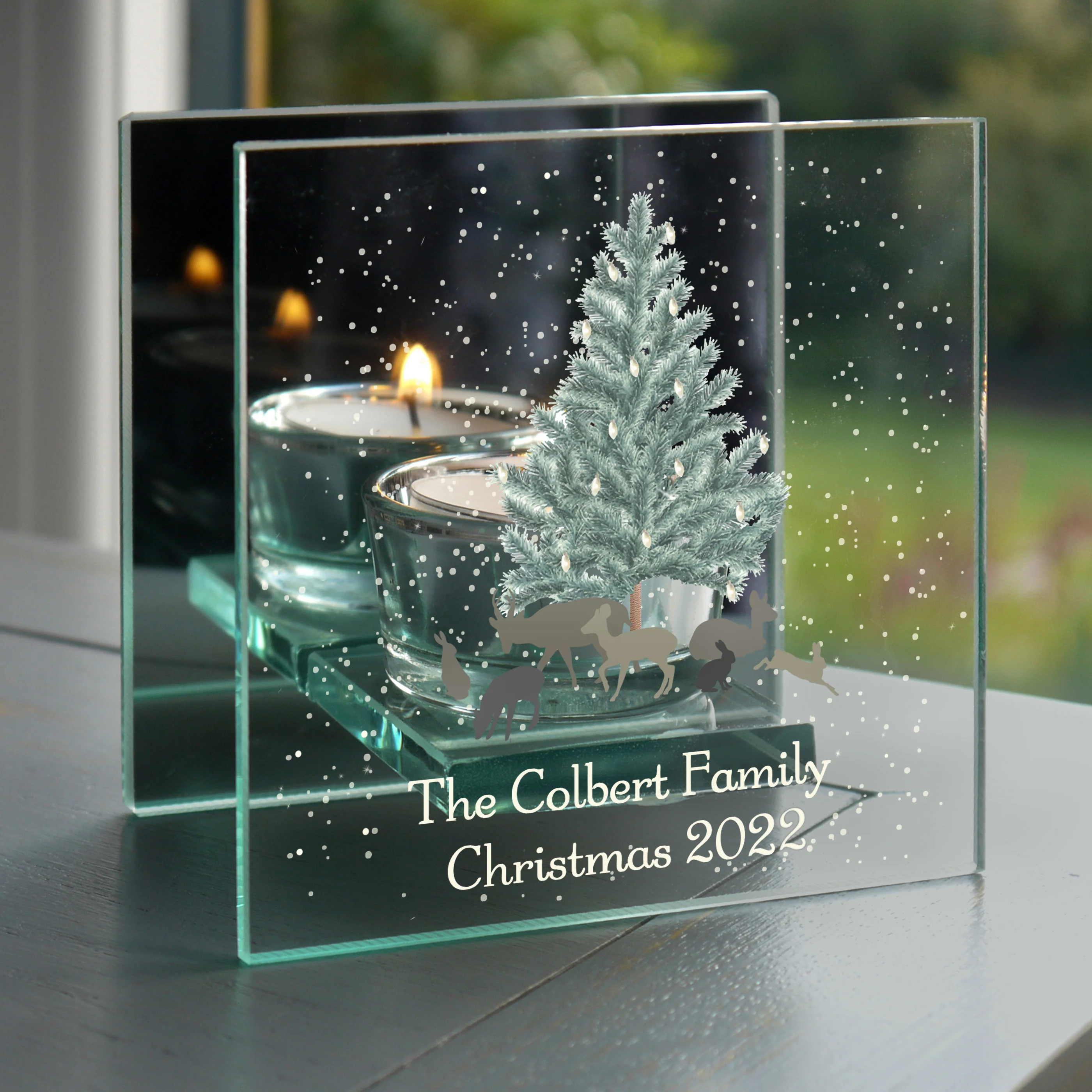 Personalised A Winter's Night Mirrored Glass Tea Light Candle Holder - Image 3