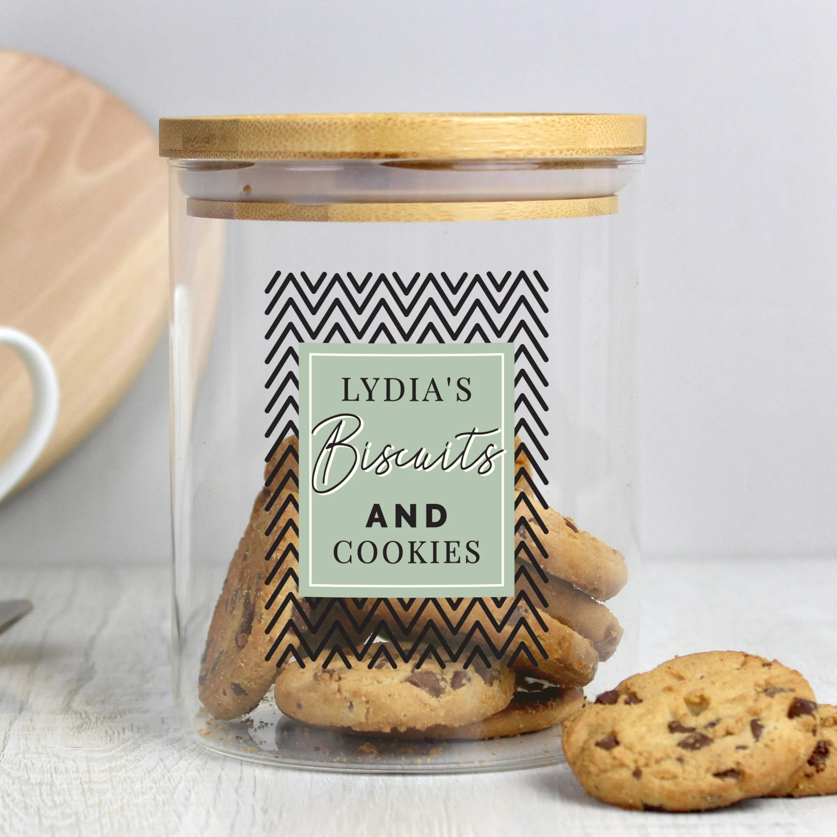 Personalised Abstract Free Text Glass Jar with Bamboo Lid - Image 4