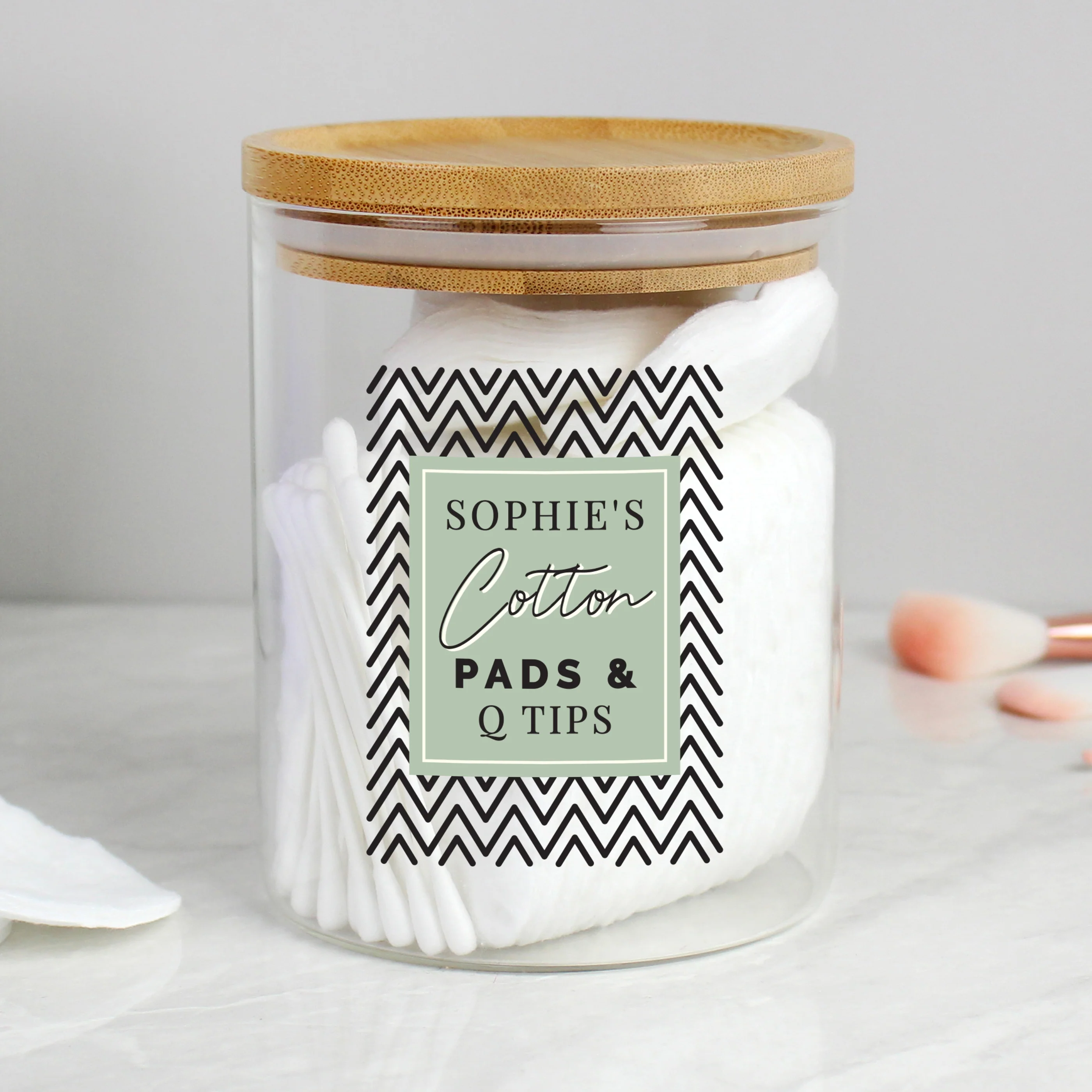 Personalised Abstract Free Text Glass Jar with Bamboo Lid - Image 6