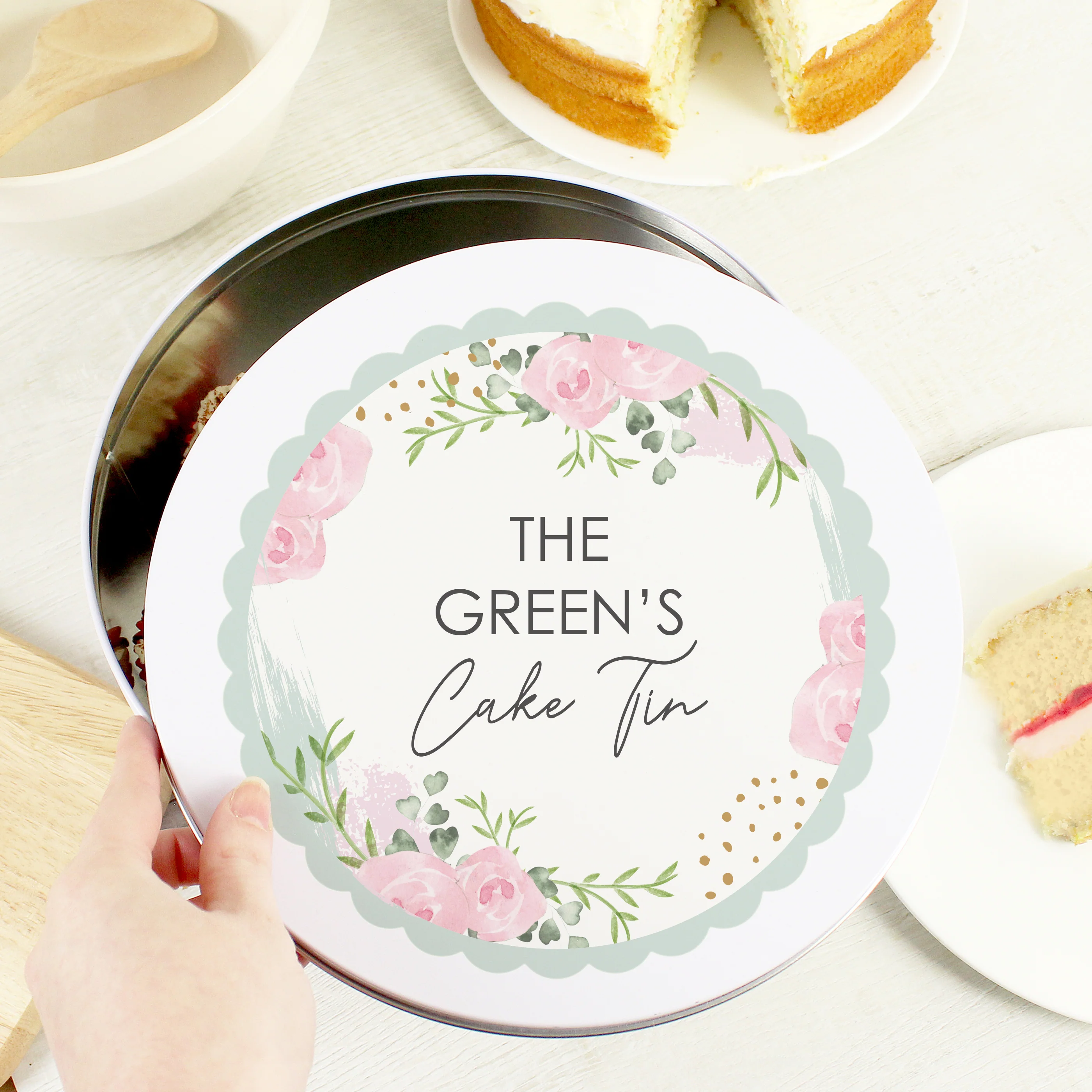 Personalised Abstract Rose Cake Tin - Image 4