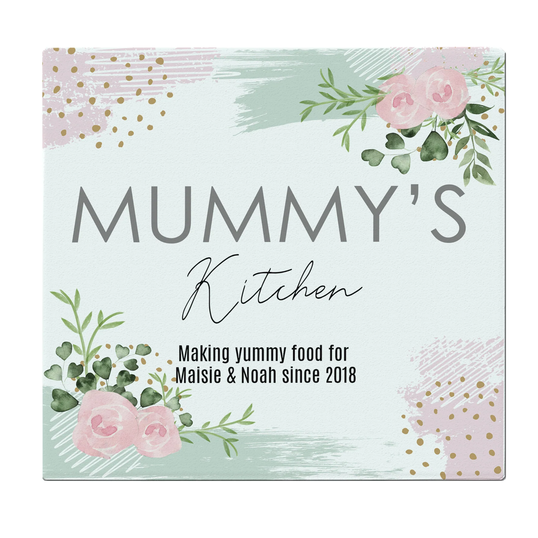 Personalised Abstract Rose Glass Chopping Board/Worktop Saver - Image 2