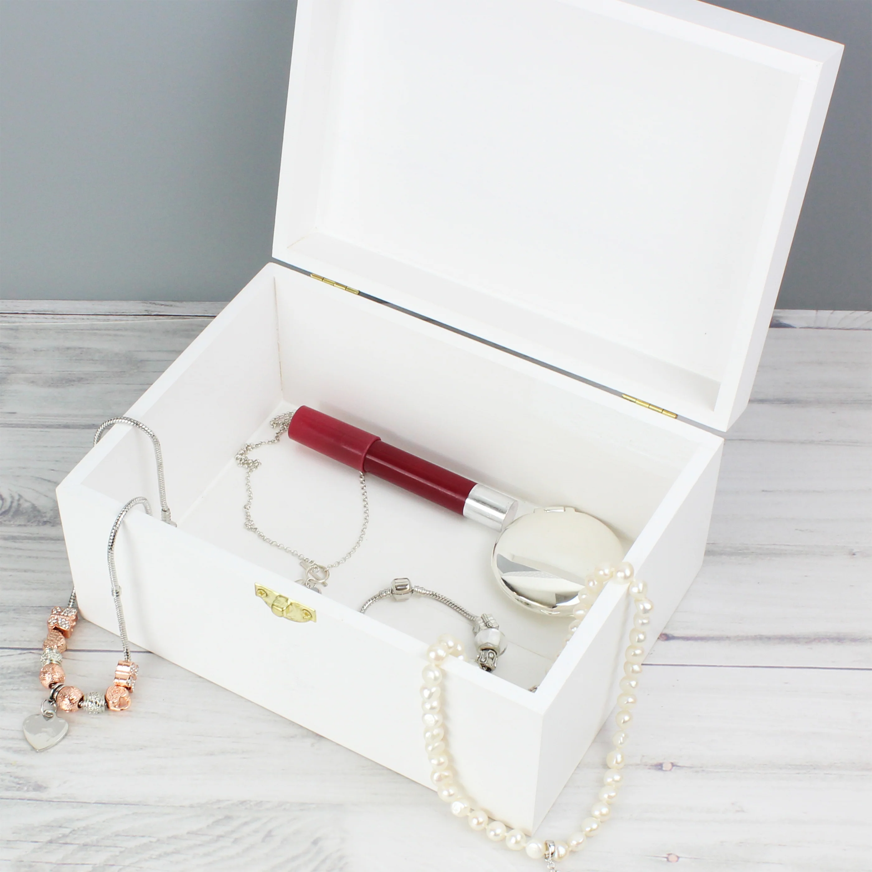 Personalised Abstract Rose White Wooden Keepsake Box - Image 8