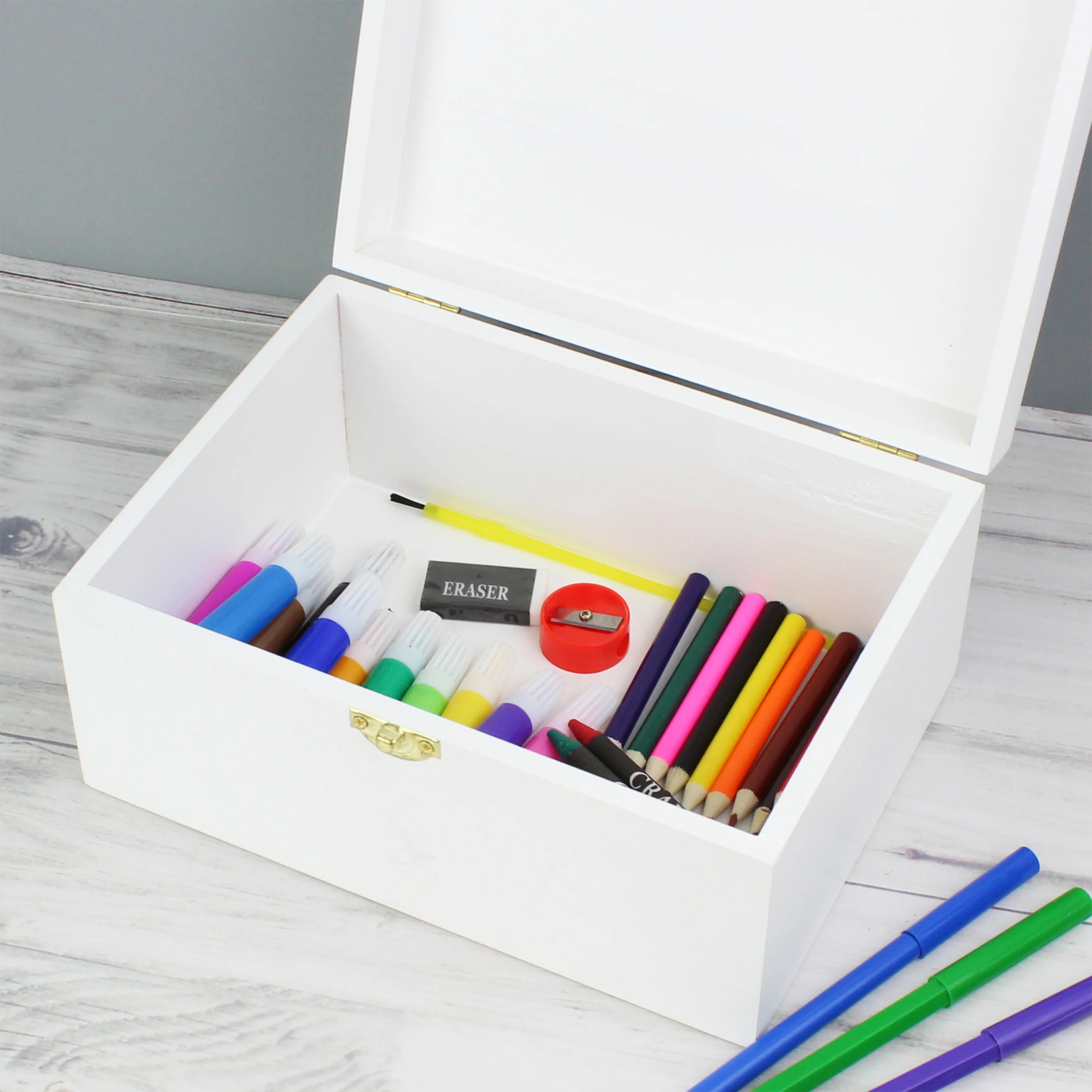 Personalised Abstract Rose White Wooden Keepsake Box - Image 9