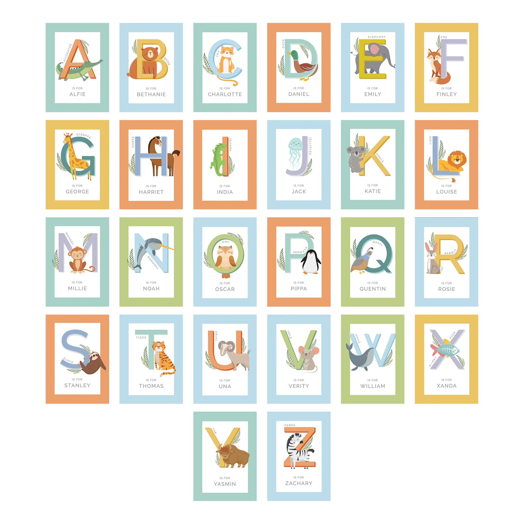 Personalised Animal Alphabet Black Poster Frame - Image 2