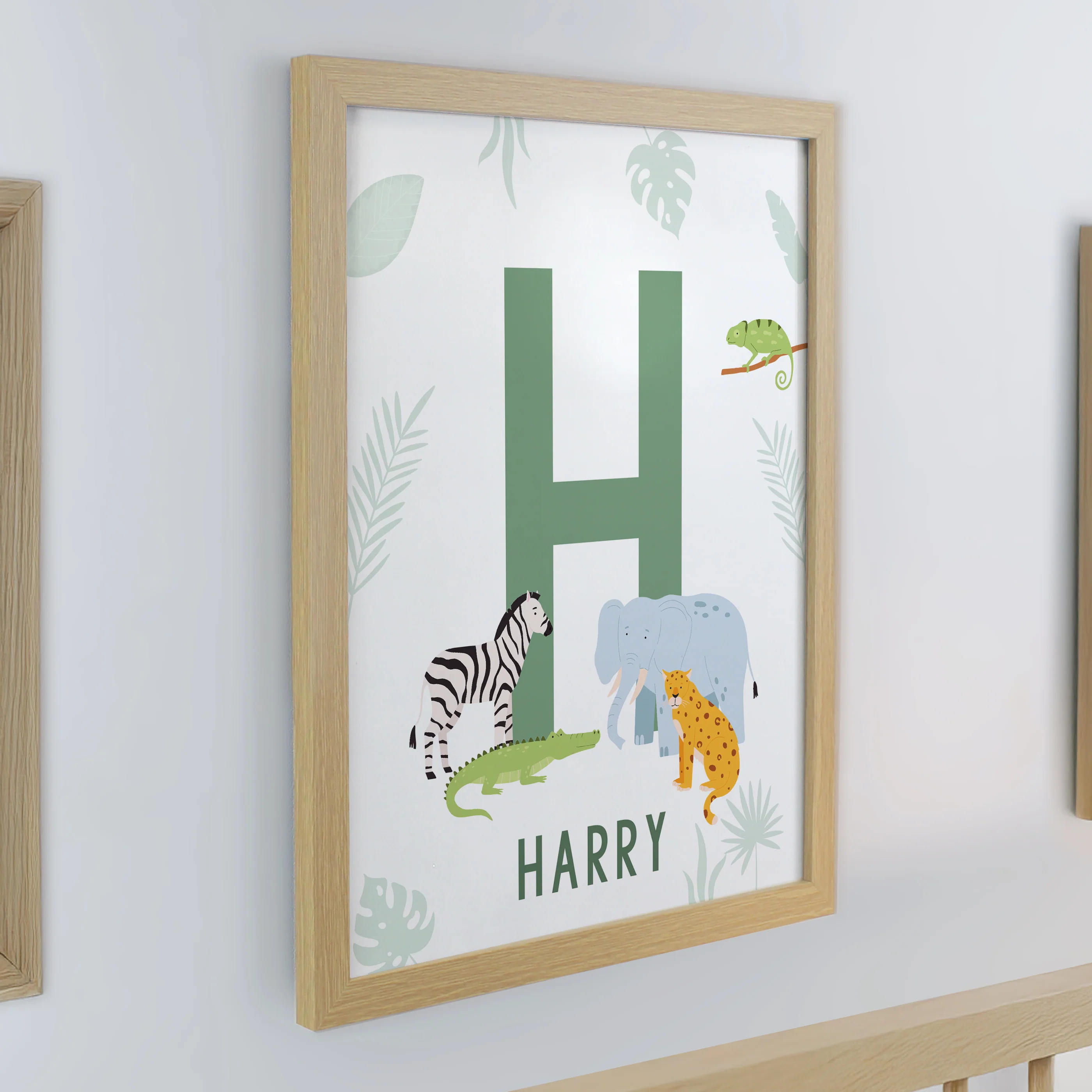Personalised Animal Initial Oak Poster Frame - Image 2