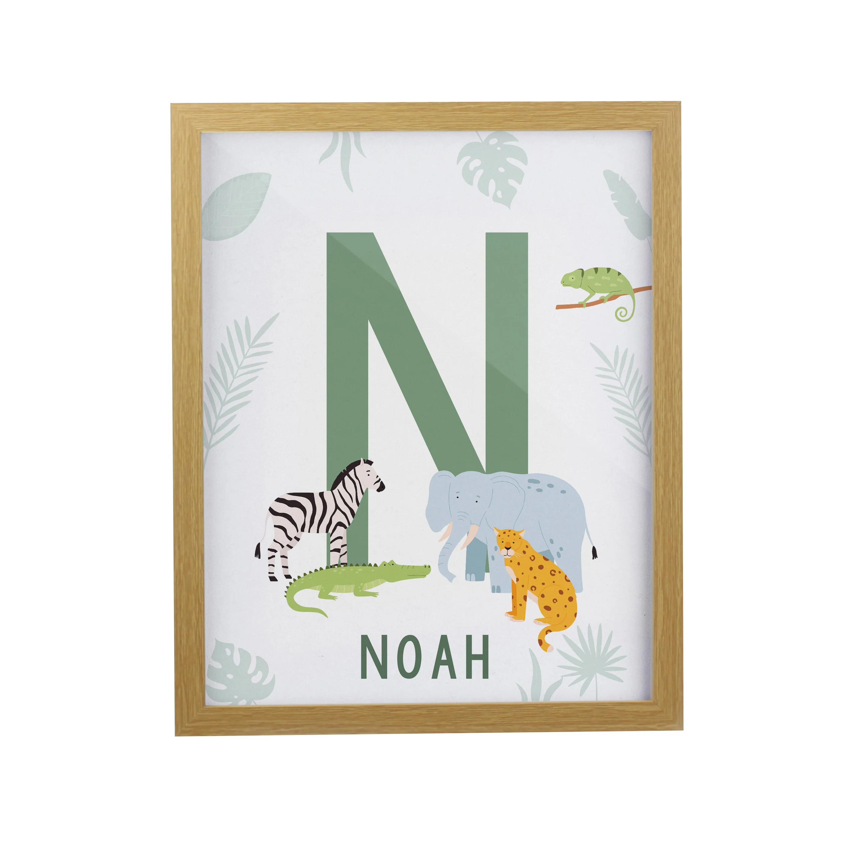 Personalised Animal Initial Oak Poster Frame - Image 3
