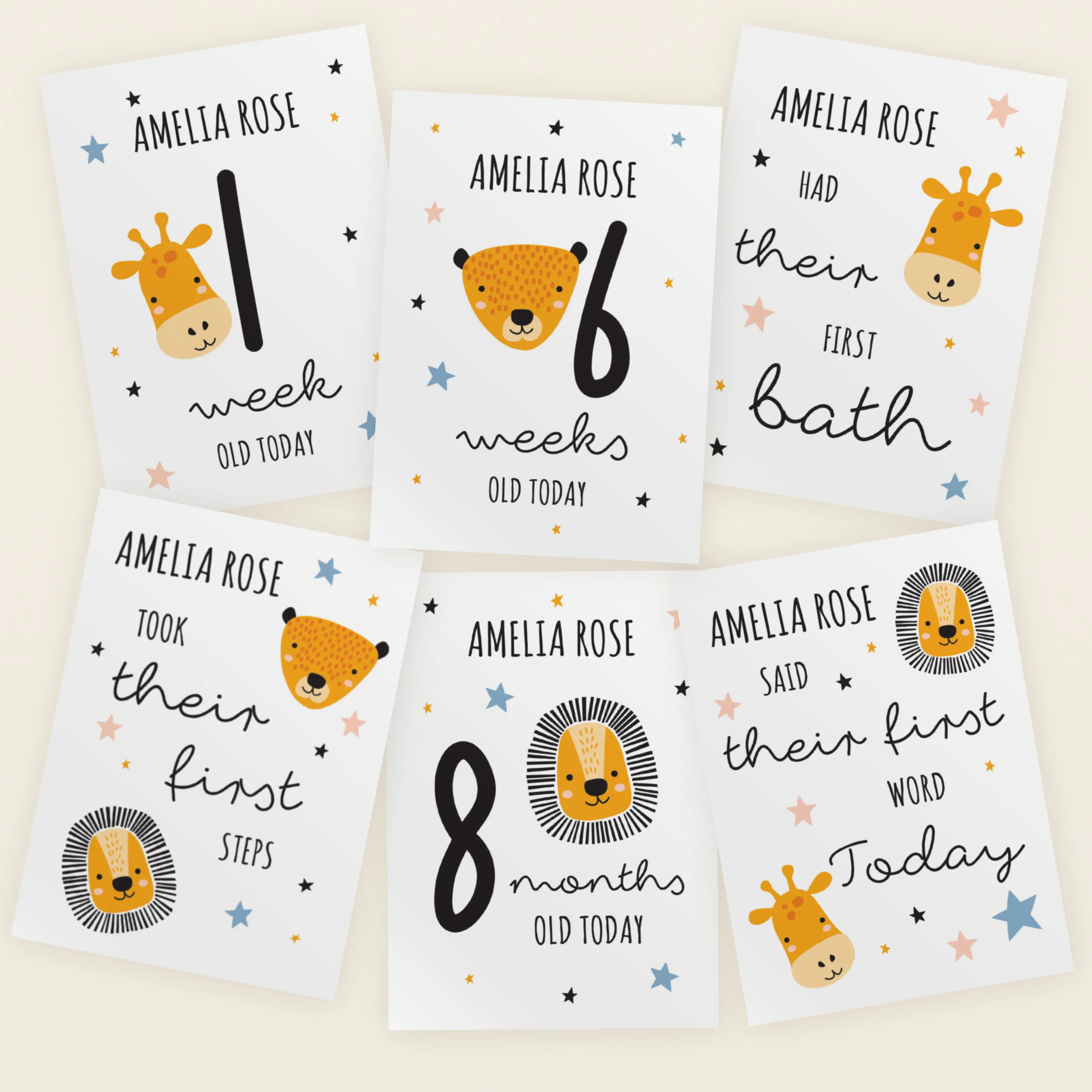 Personalised Animals Baby Milestone Cards - Image 3