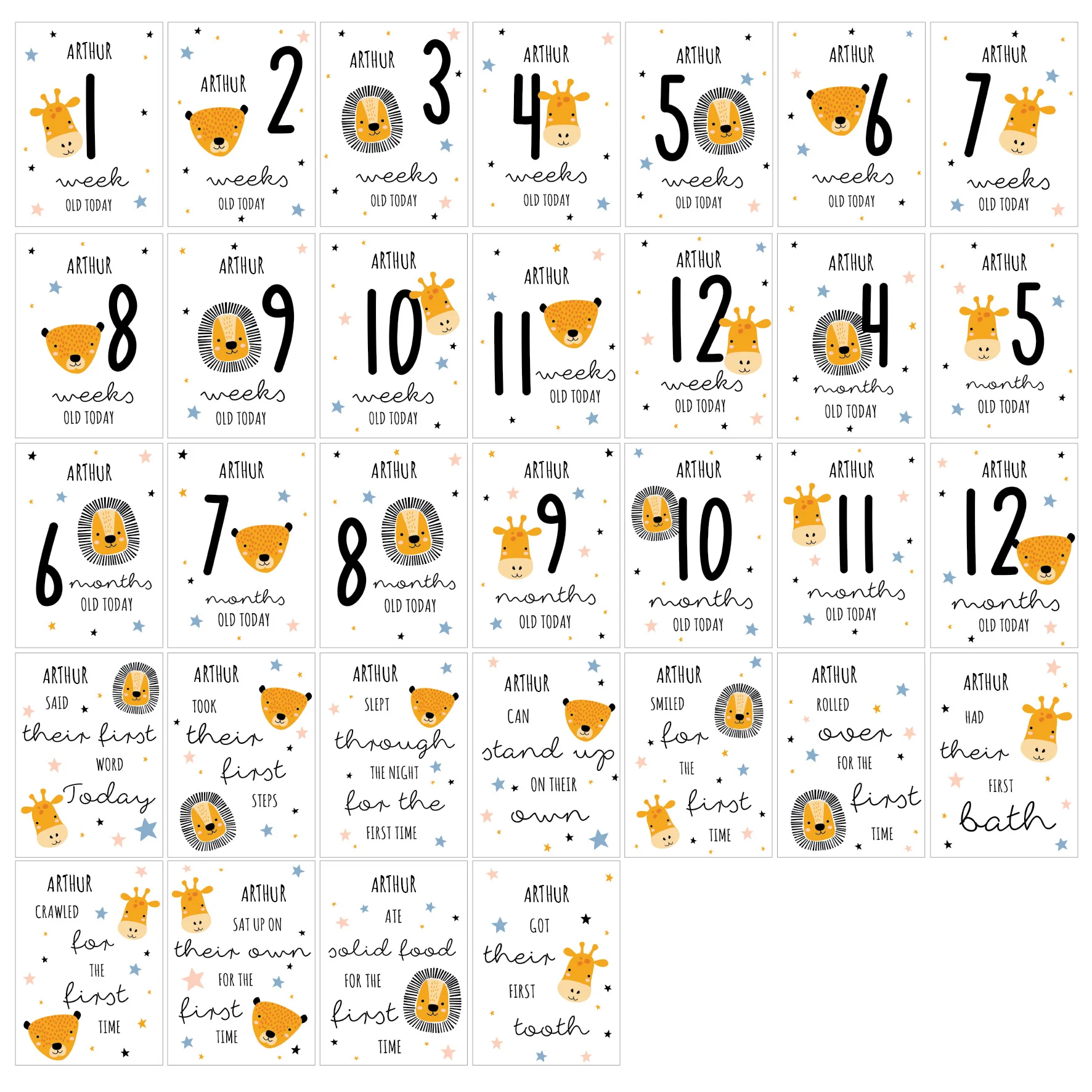Personalised Animals Baby Milestone Cards - Image 5