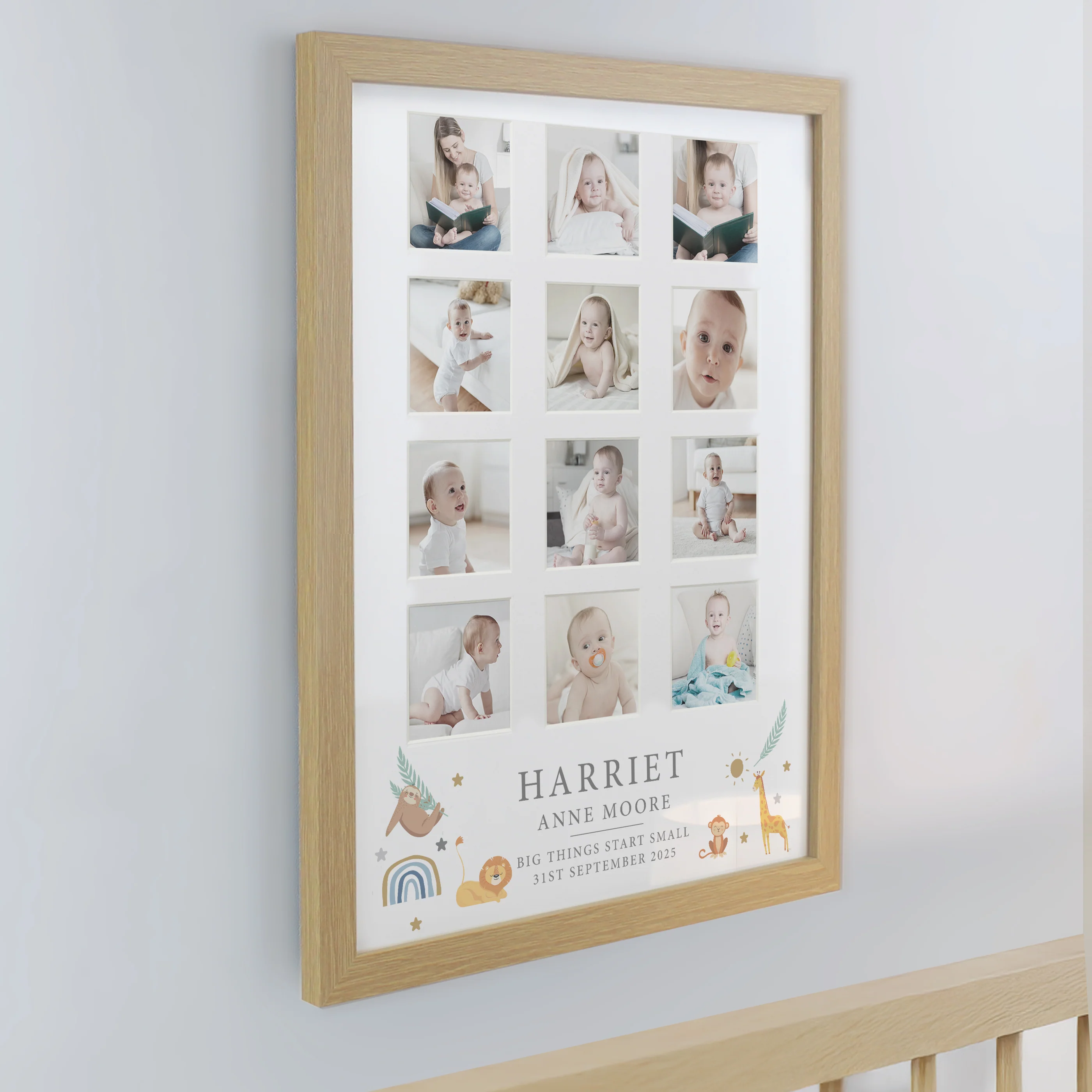 Personalised Animals Oak Multi Photo Frame - Image 2