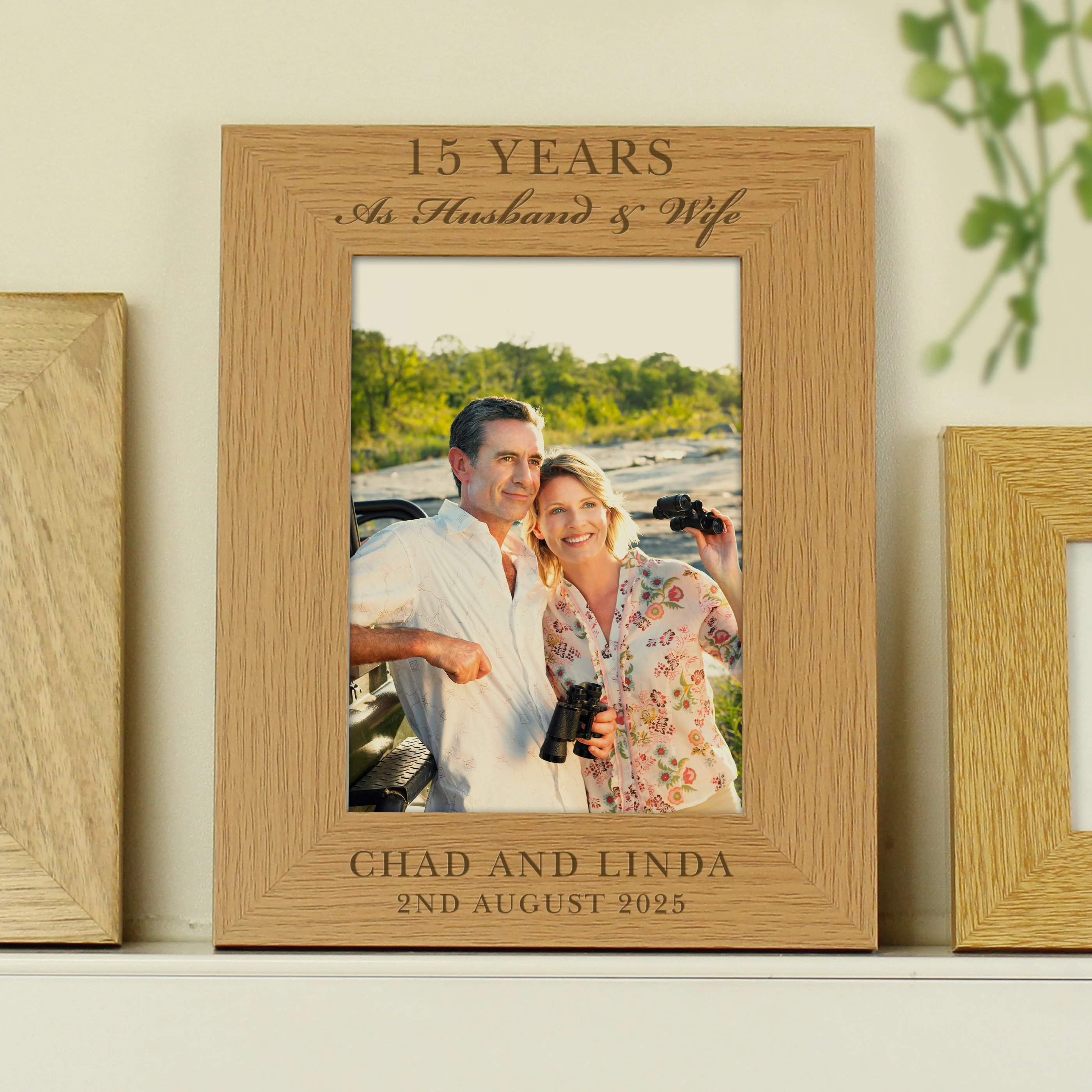 Personalised Anniversary 5x7 Oak Finish Photo Frame - Image 2