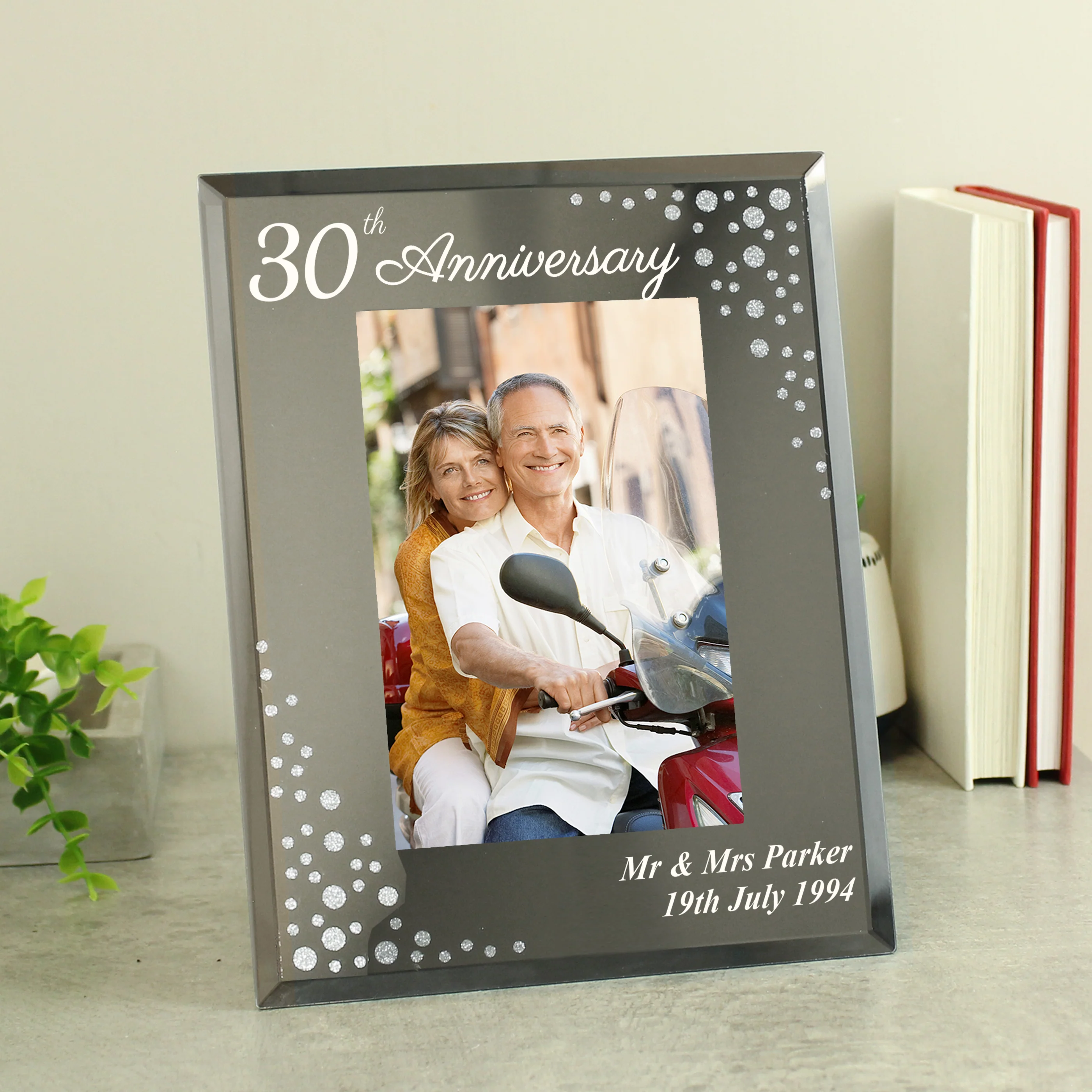 Personalised Anniversary 6x4 Diamante Glass Photo Frame - Image 3