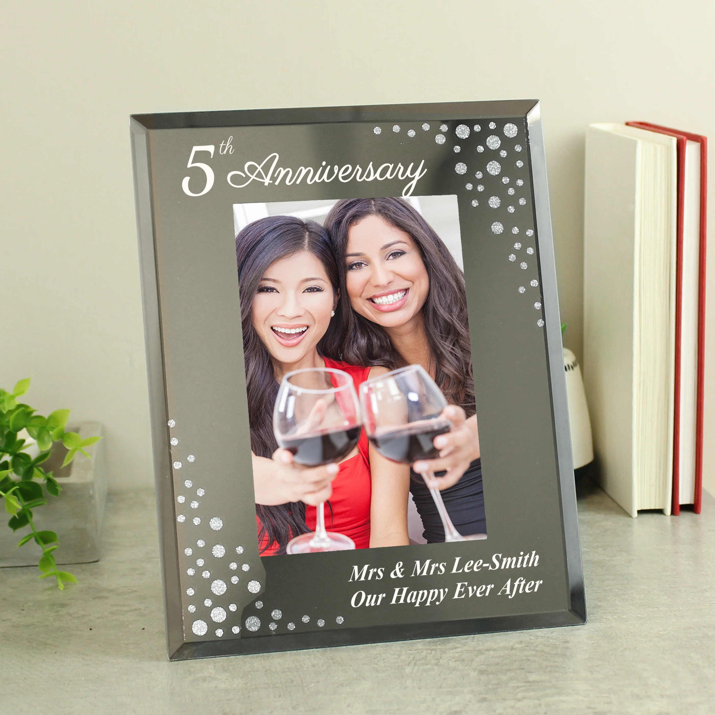 Personalised Anniversary 6x4 Diamante Glass Photo Frame - Image 4