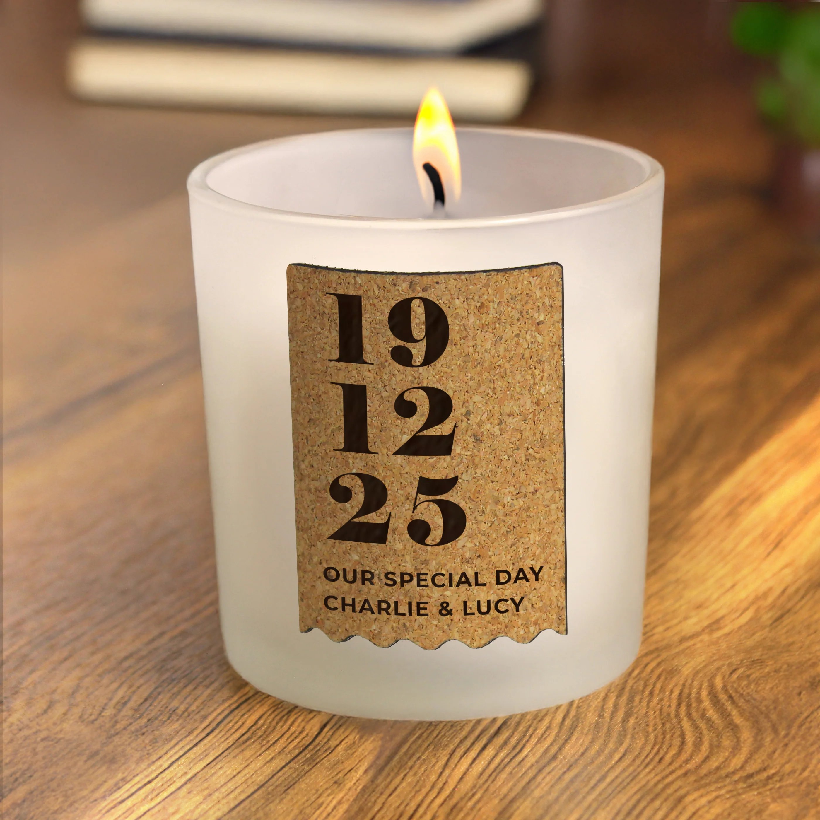 Personalised Anniversary Cork Label Candle Jar - Image 2