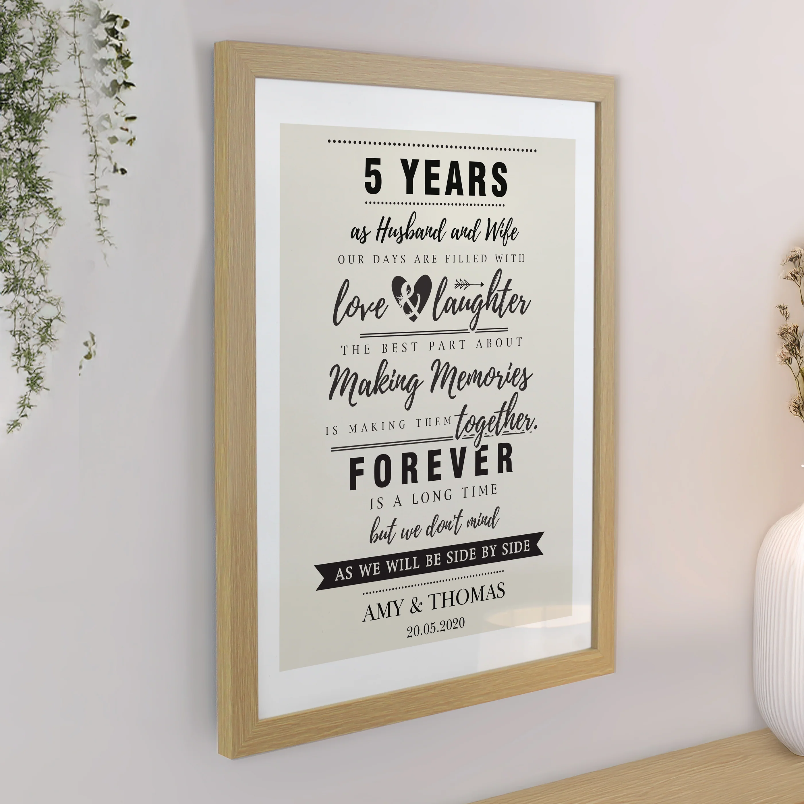 Personalised Anniversary Oak Poster Frame - Image 2