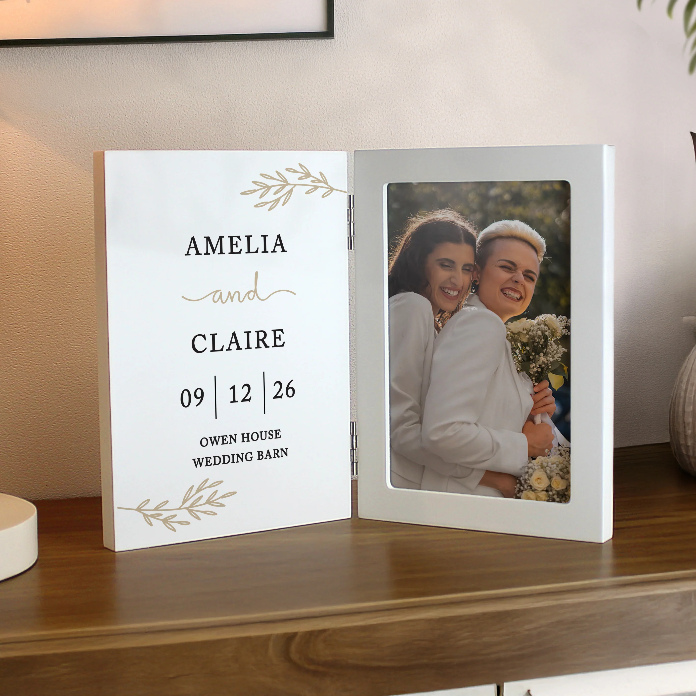 Personalised Anniversary Wooden Hinged 6x4 Photo Frame - Image 2