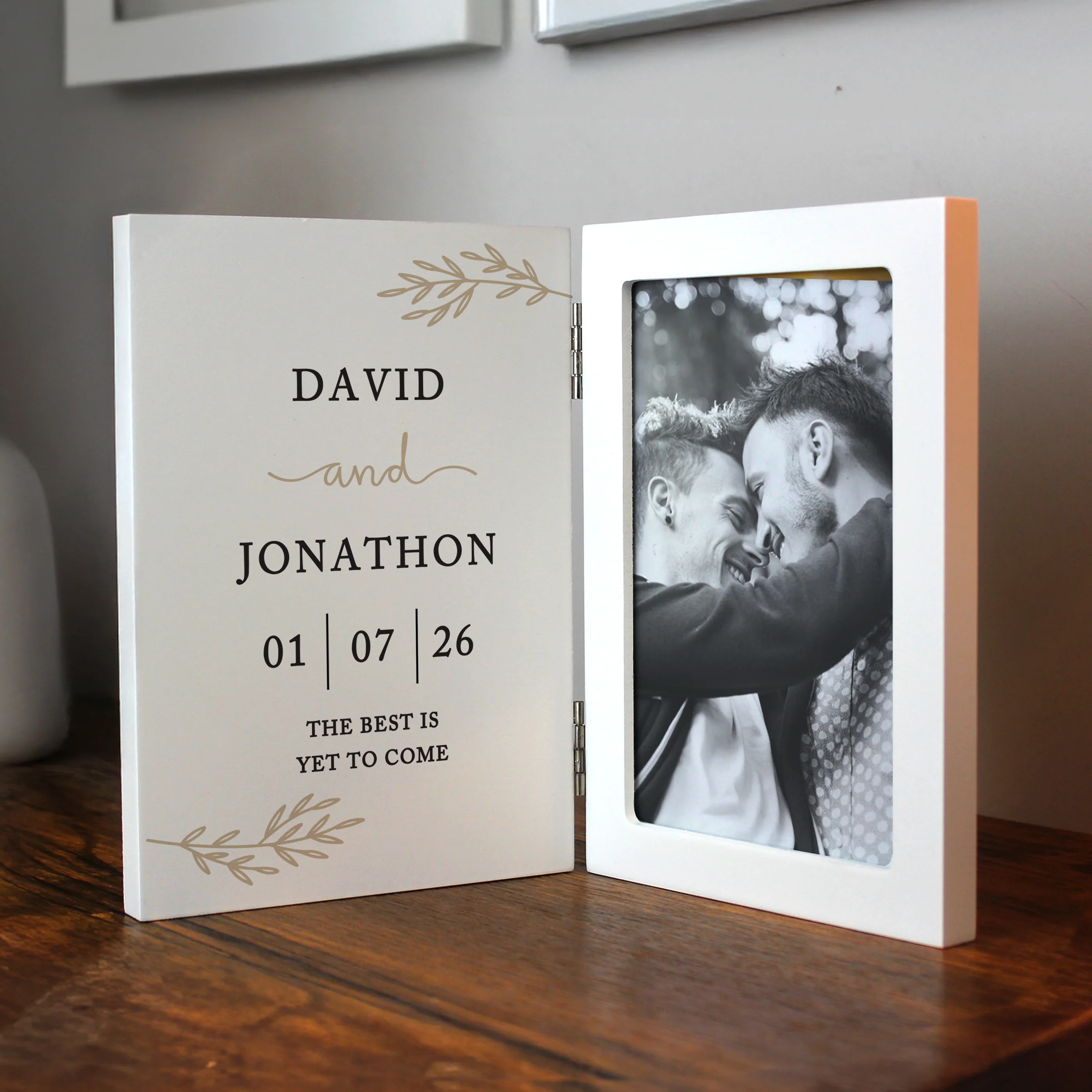 Personalised Anniversary Wooden Hinged 6x4 Photo Frame - Image 3