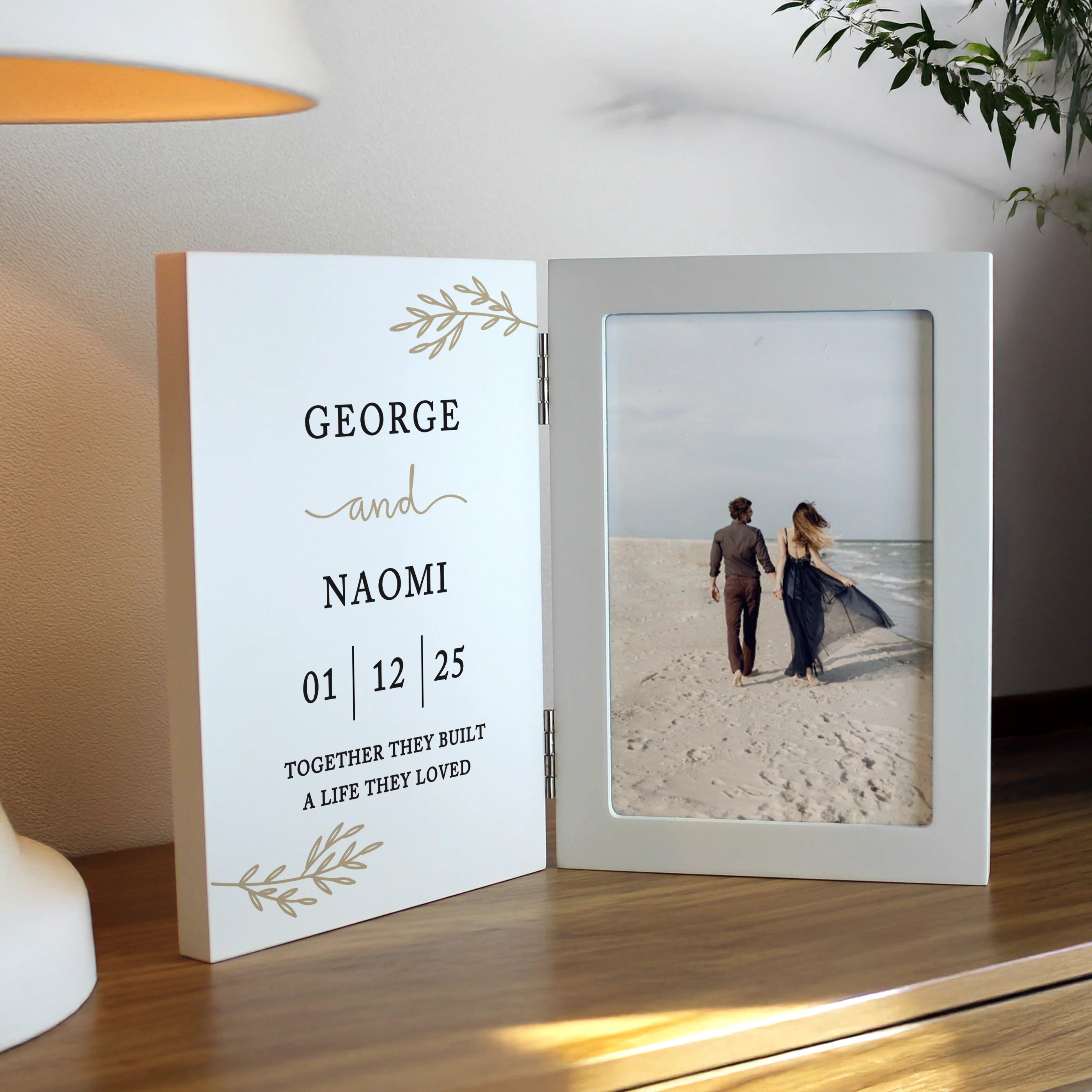 Personalised Anniversary Wooden Hinged 6x4 Photo Frame - Image 4