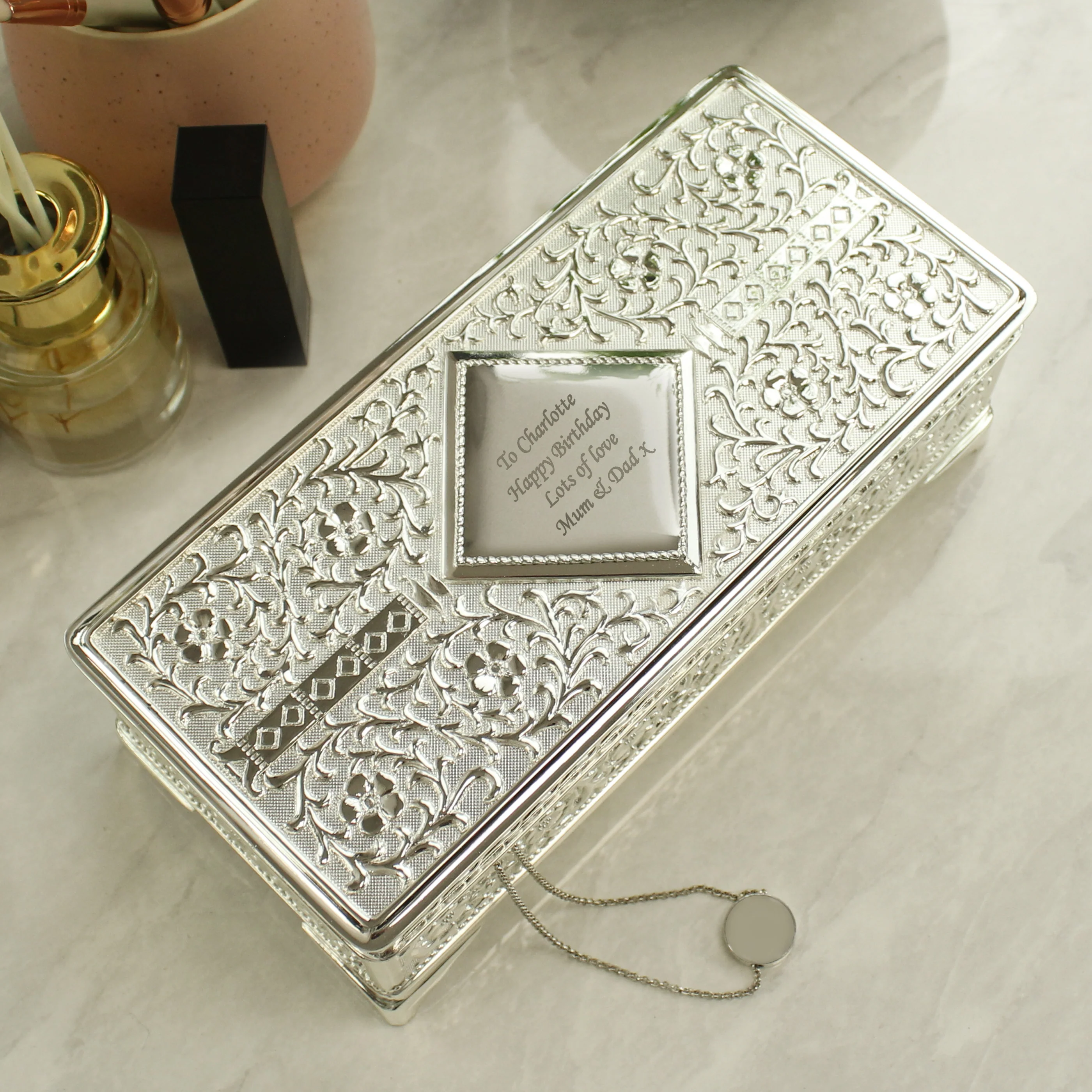 Personalised Antique Silver Plated Jewellery Box - Image 2