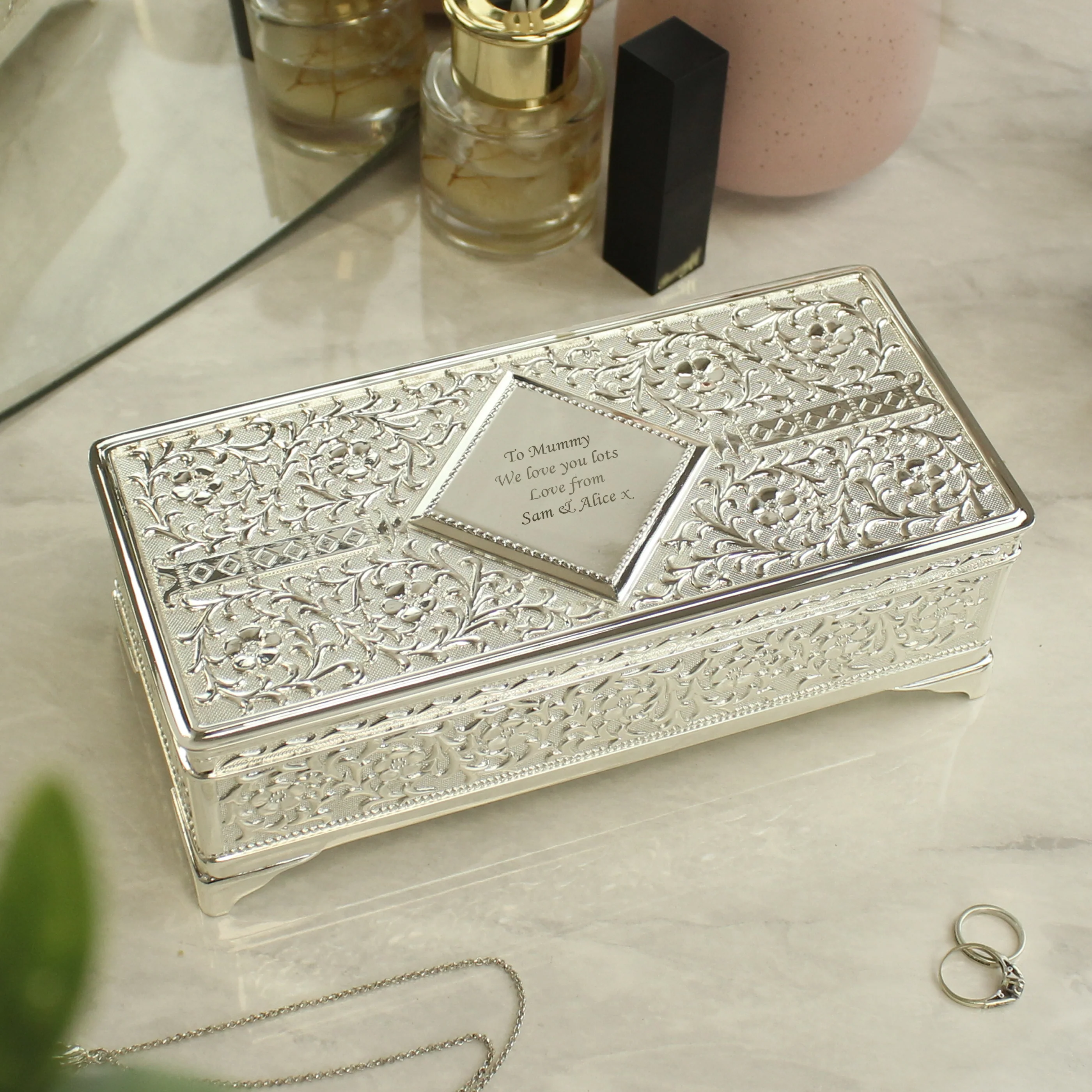 Personalised Antique Silver Plated Jewellery Box - Image 4