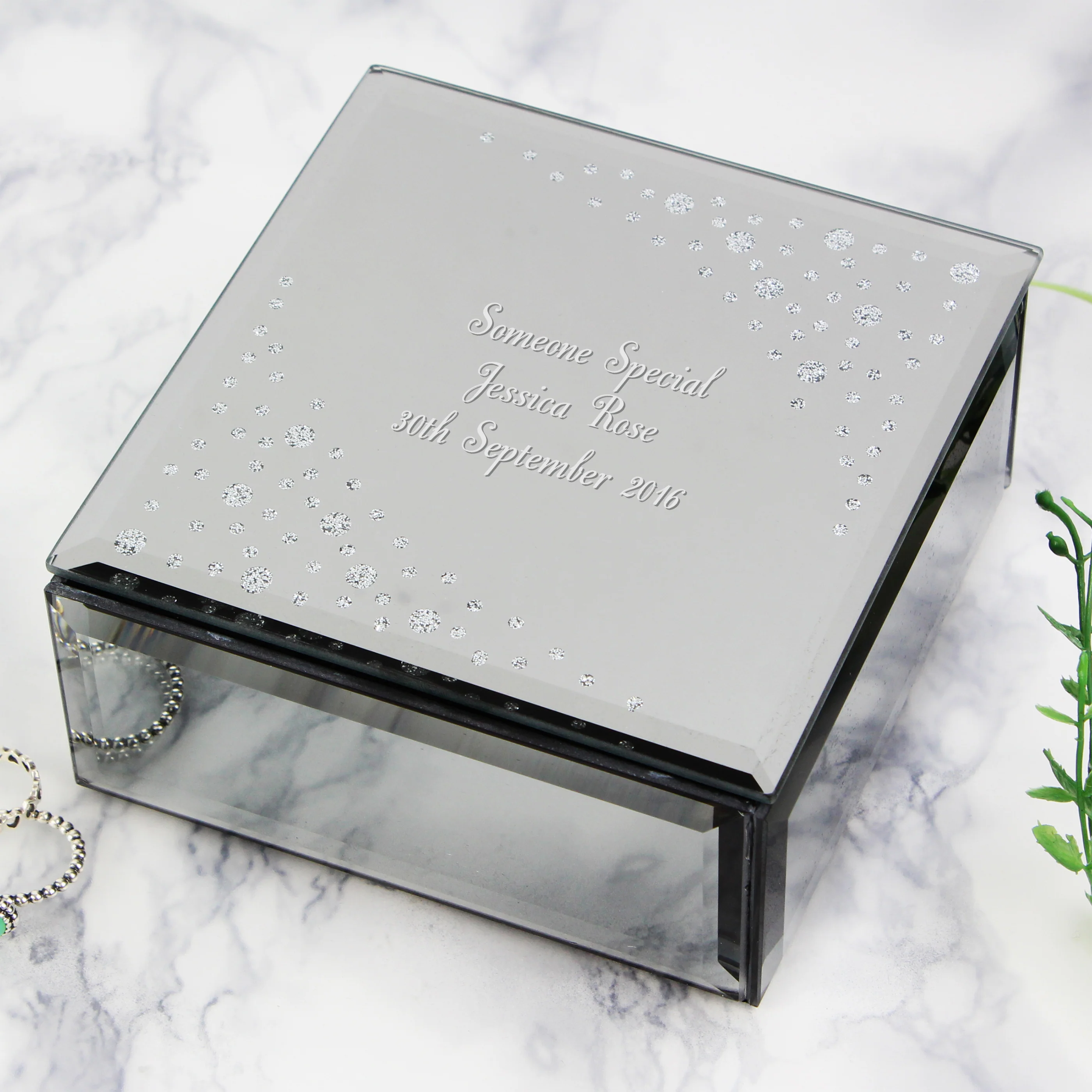 Personalised Any Message Diamante Glass Trinket Box - Image 3