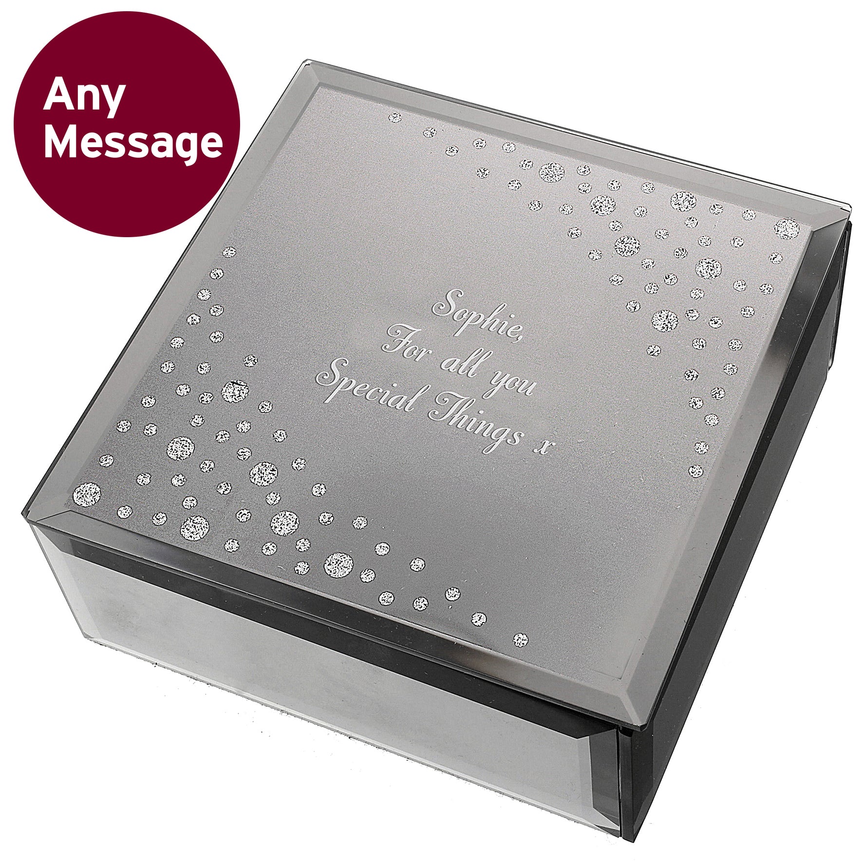 Personalised Any Message Diamante Glass Trinket Box - Image 6