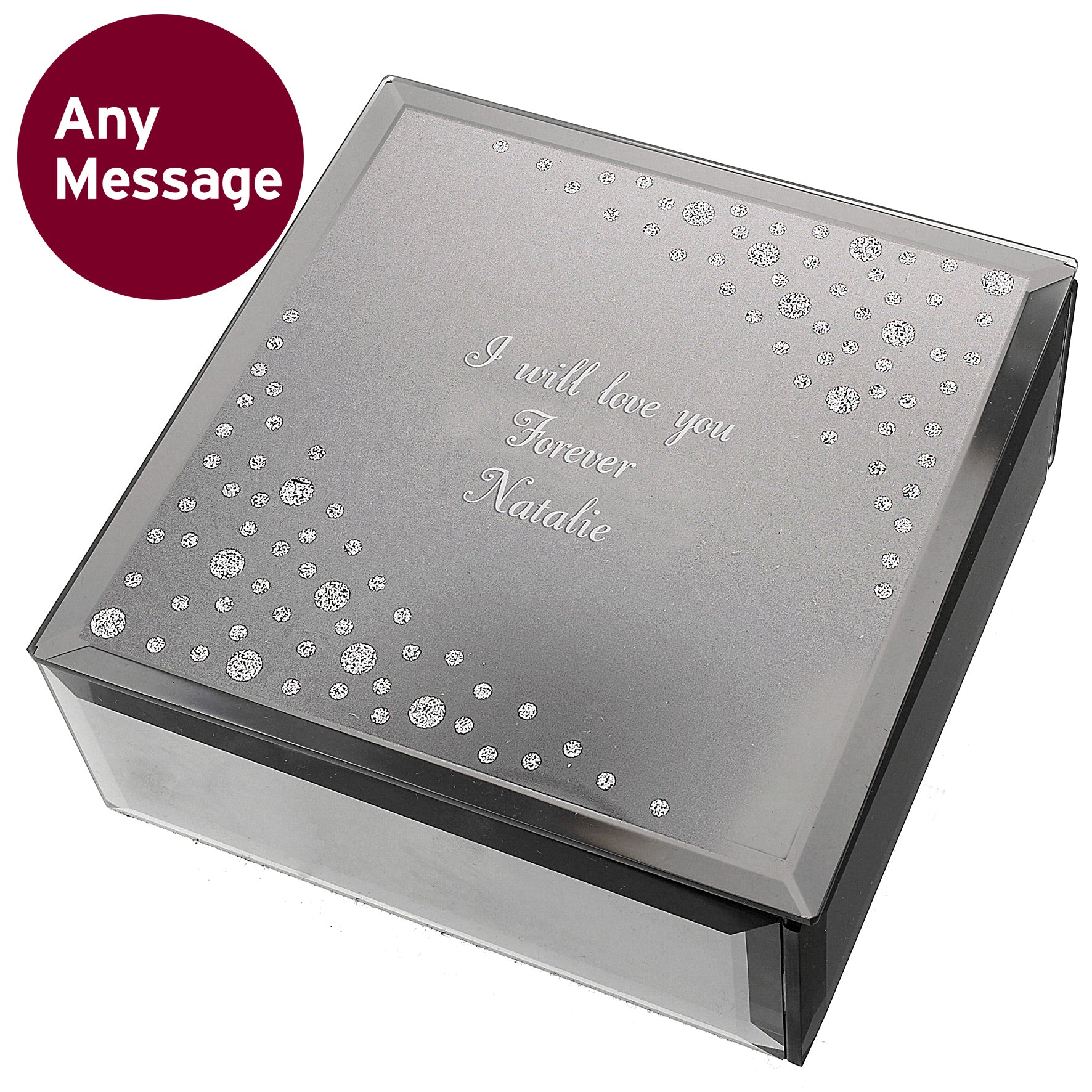 Personalised Any Message Diamante Glass Trinket Box - Image 7