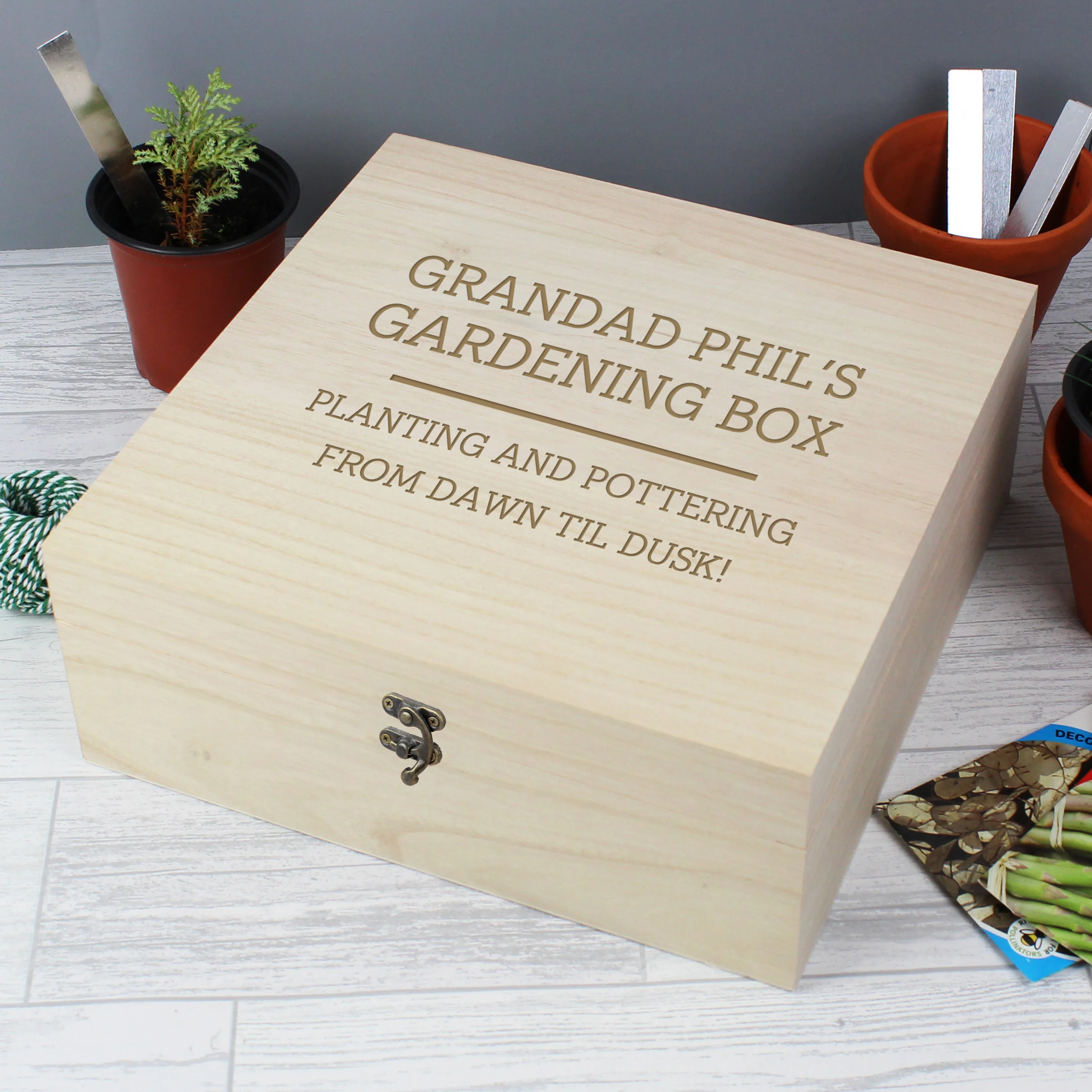 Personalised Any Message Large Wooden Keepsake Box - Image 11