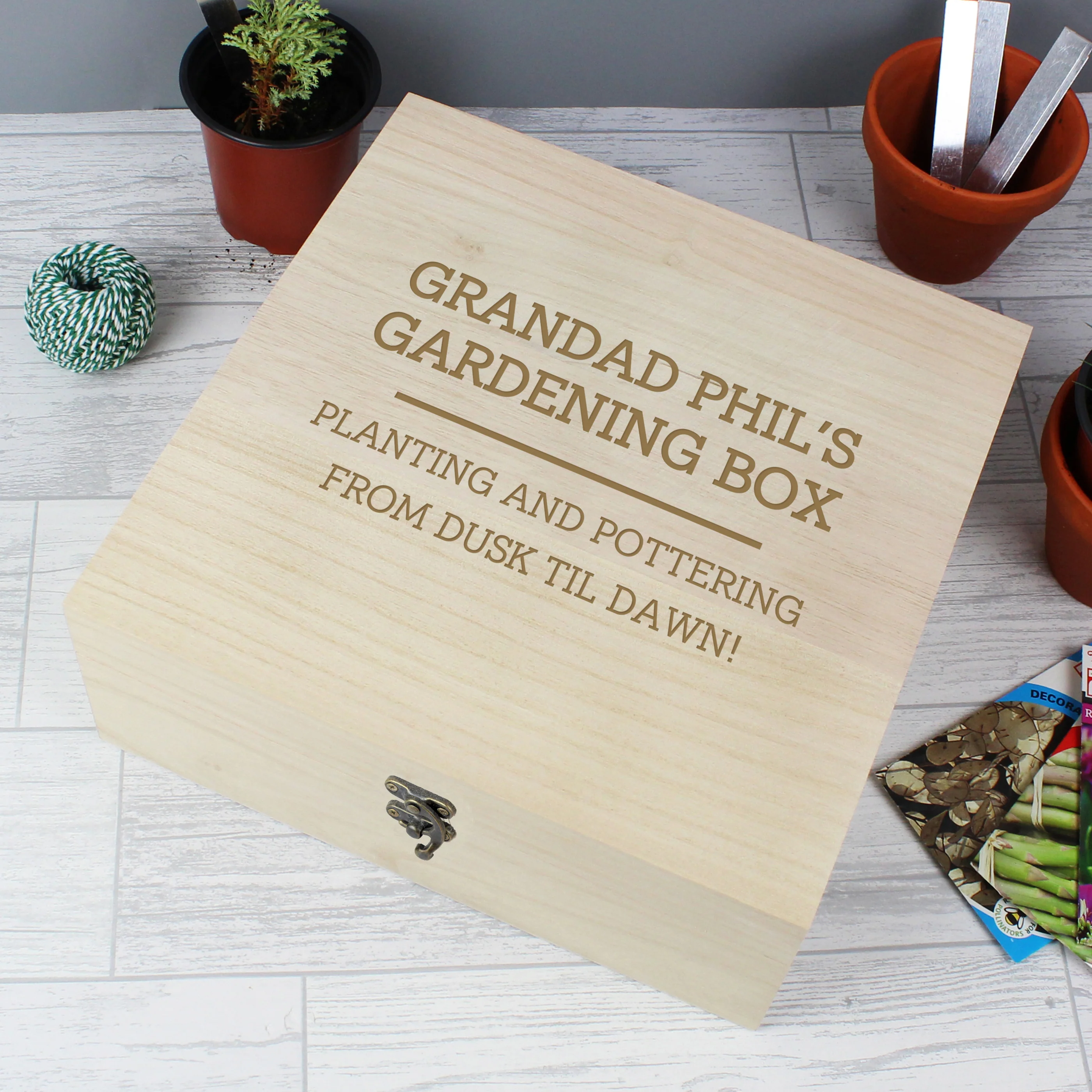 Personalised Any Message Large Wooden Keepsake Box - Image 13