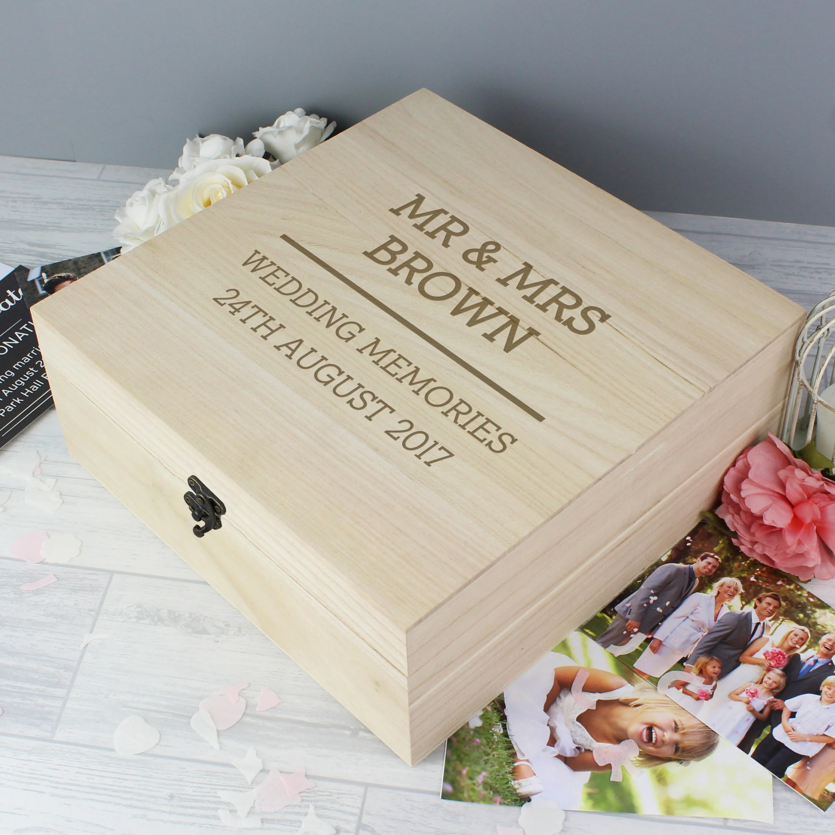 Personalised Any Message Large Wooden Keepsake Box - Image 9