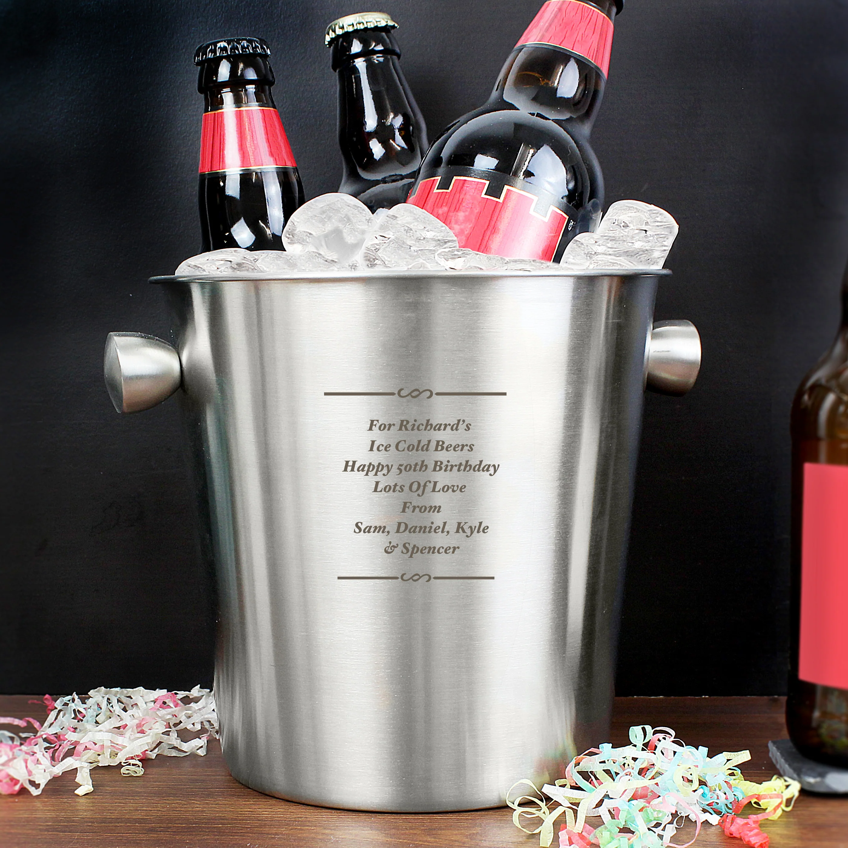 Personalised Any Message Stainless Steel Ice Bucket - Image 5