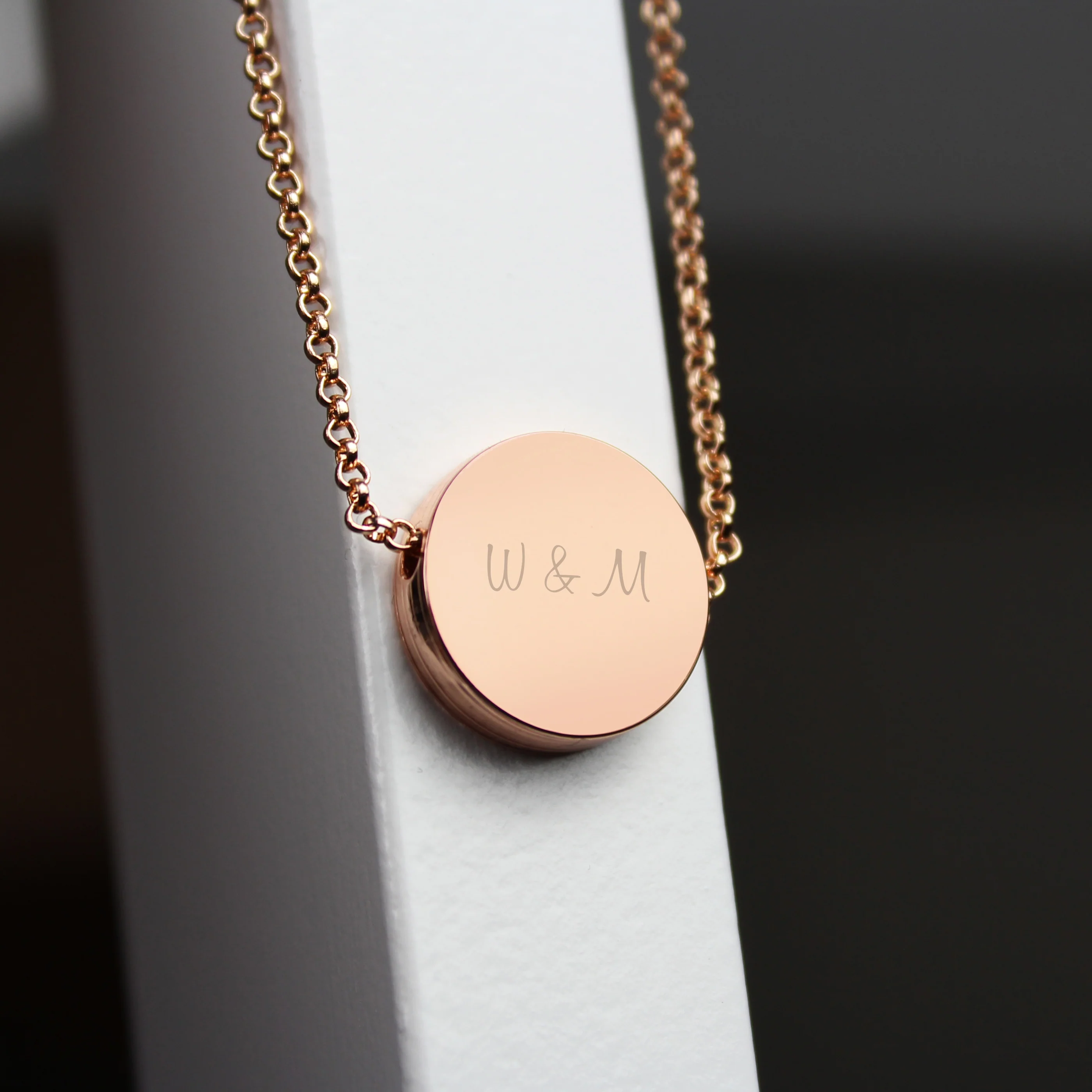 Personalised Any Name Rose Gold Tone Disc Necklace - Image 4