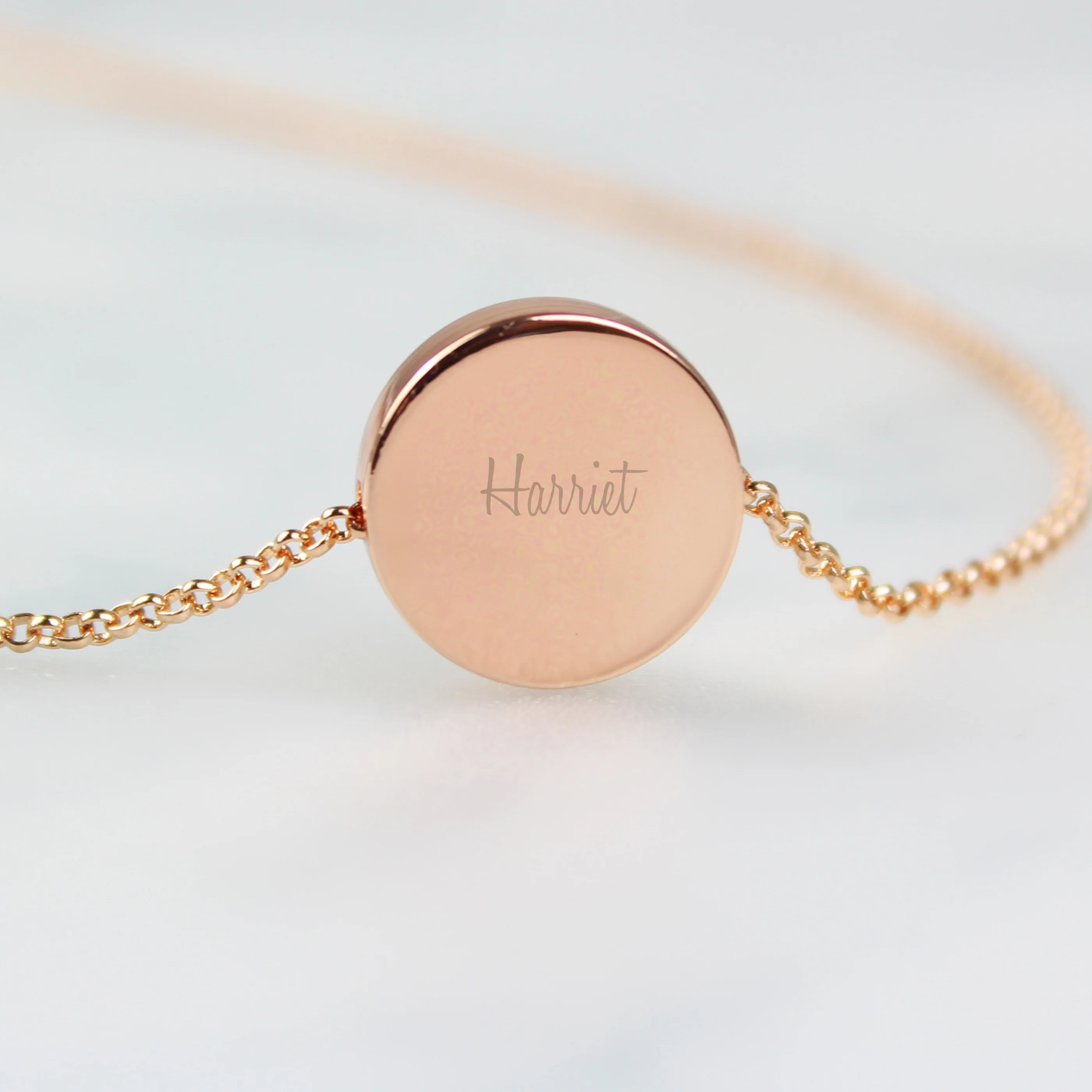 Personalised Any Name Rose Gold Tone Disc Necklace - Image 5