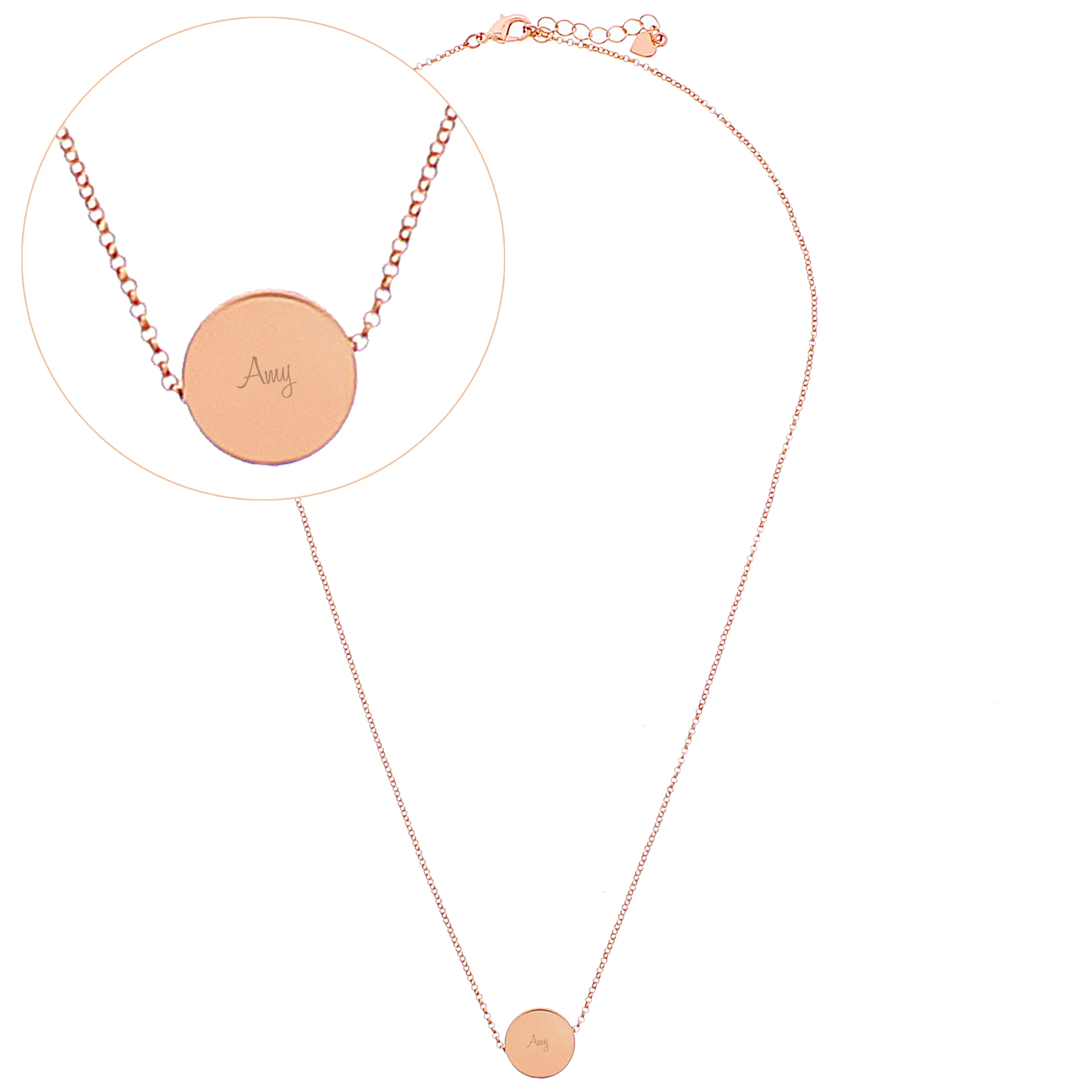 Personalised Any Name Rose Gold Tone Disc Necklace - Image 6