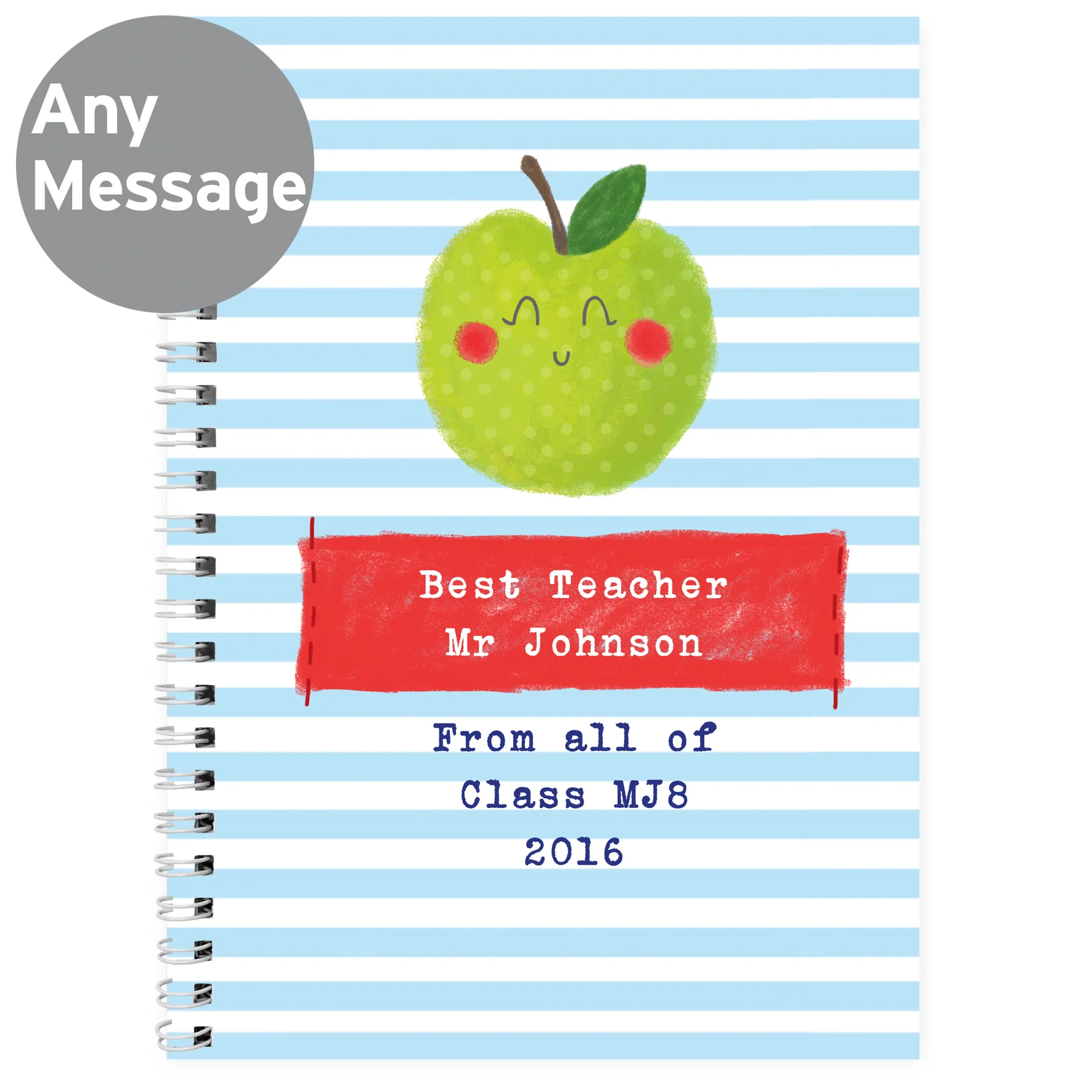 Personalised Apple for the Teacher A5 Notebook - Image 4