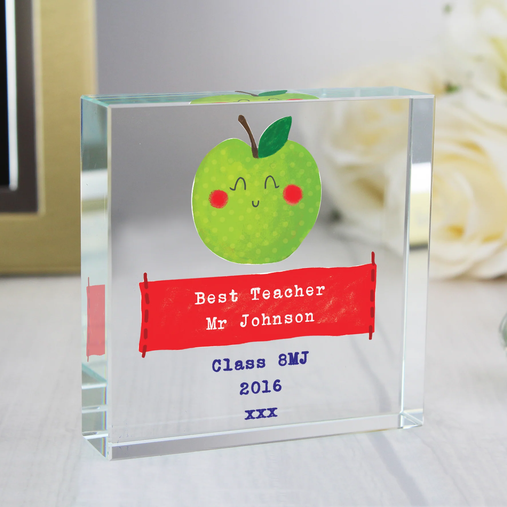 Personalised Apple for the Teacher Crystal Token - Image 3