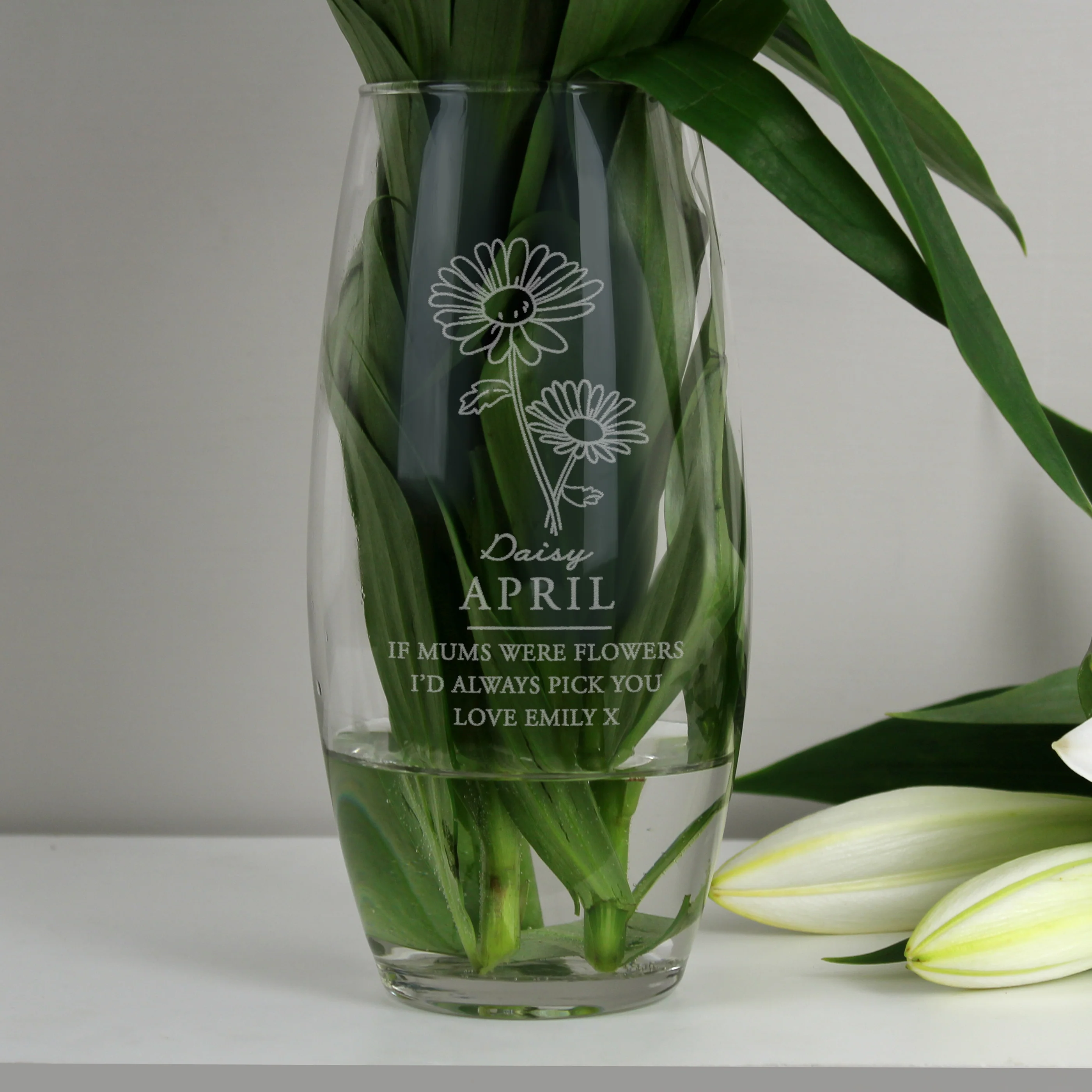 Personalised April Birth Flower Bullet Vase - Image 3