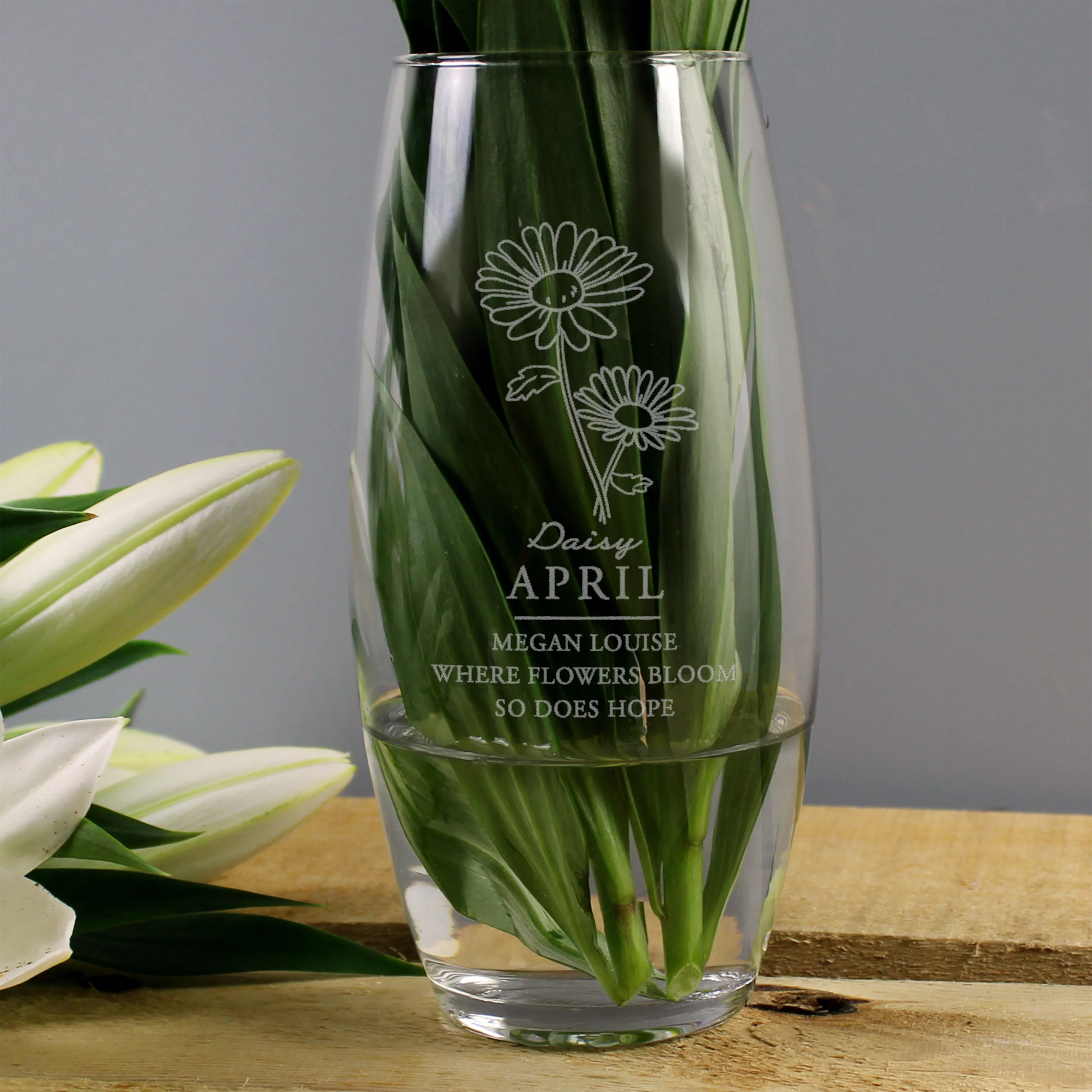 Personalised April Birth Flower Bullet Vase - Image 4