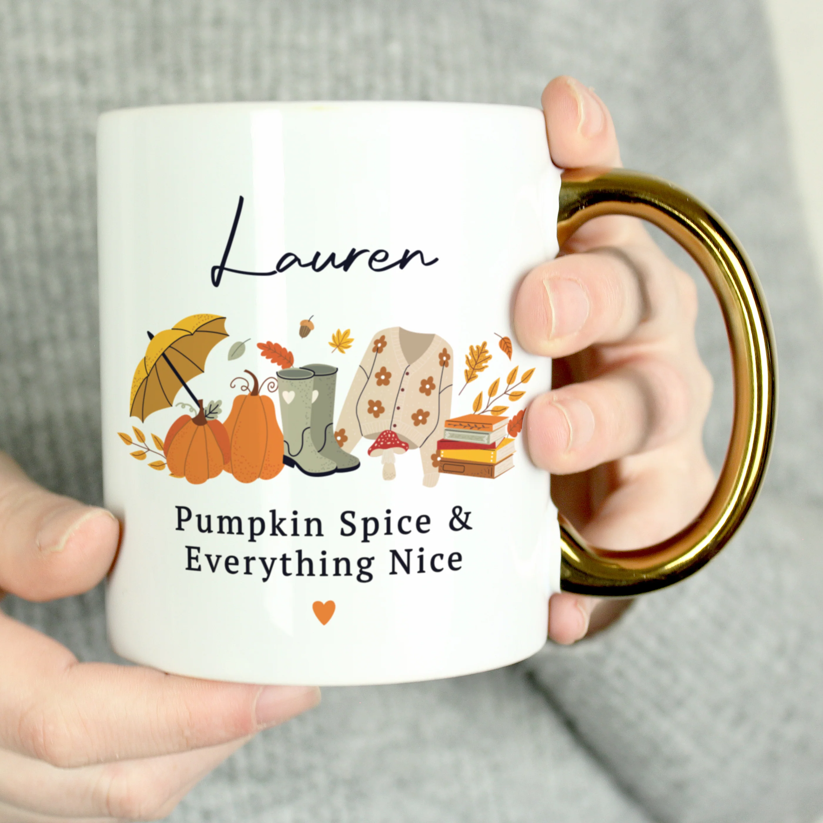 Personalised Autumn Gold Handled Mug - Image 2