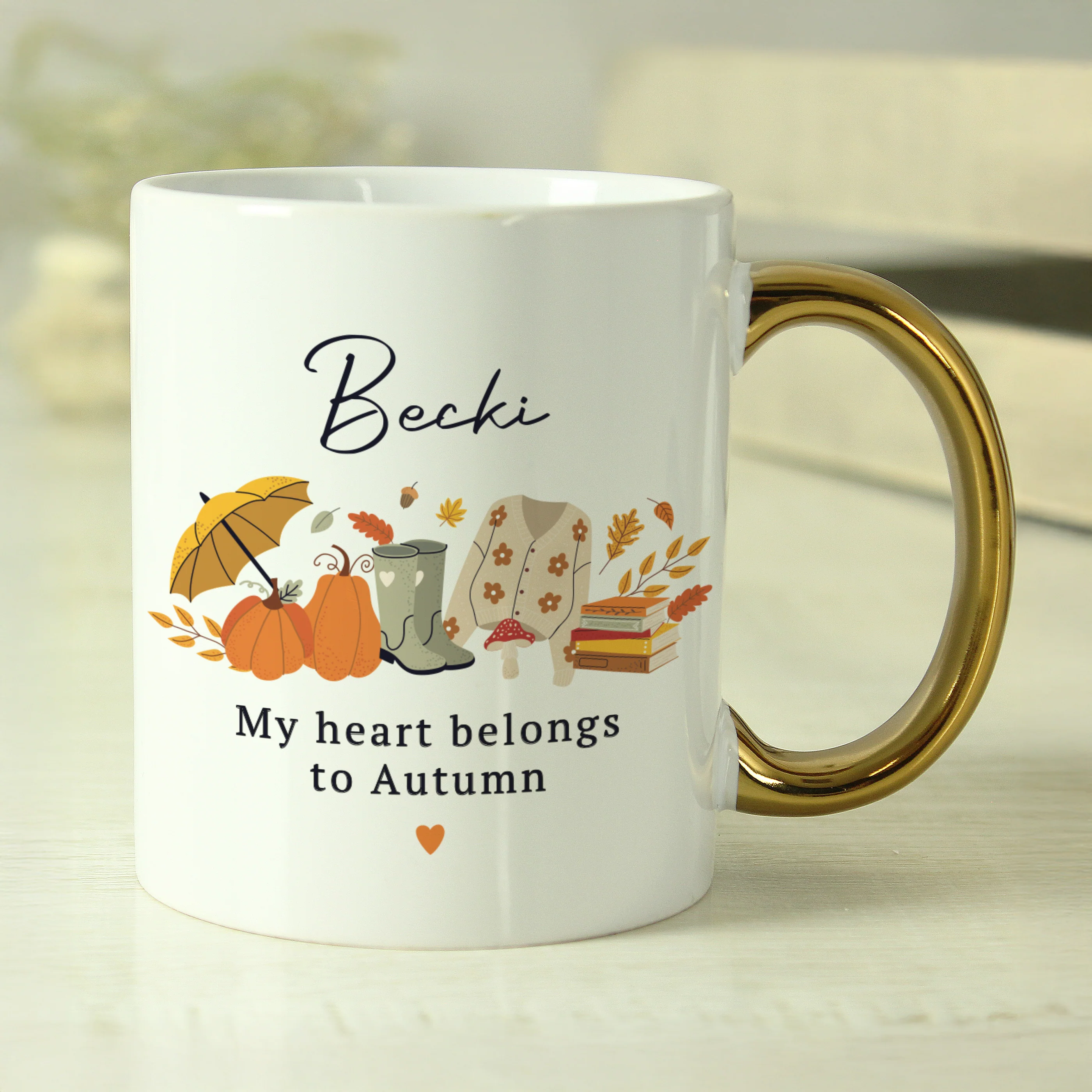 Personalised Autumn Gold Handled Mug - Image 3