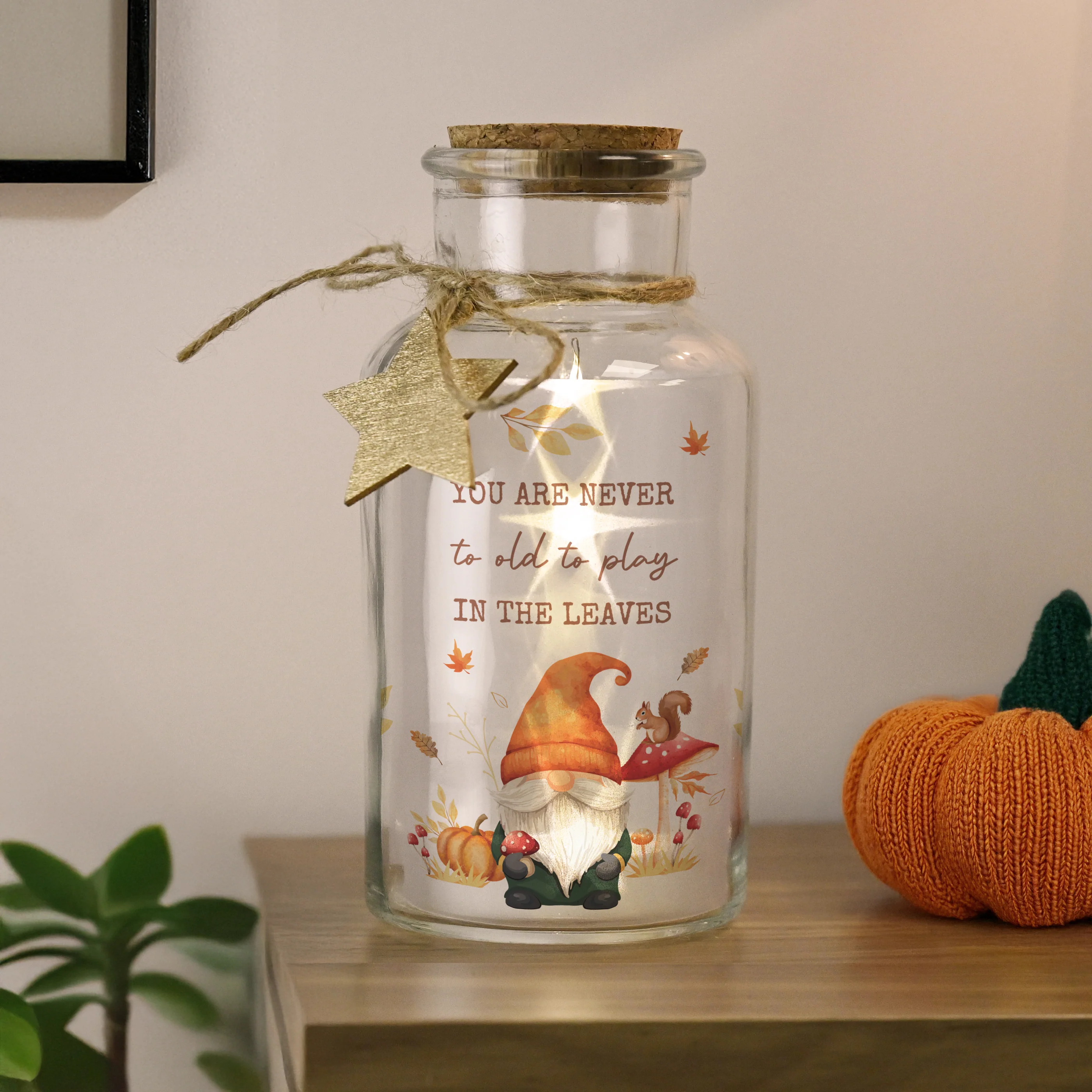Personalised Autumn Gonk LED Light Up Jar - Image 2