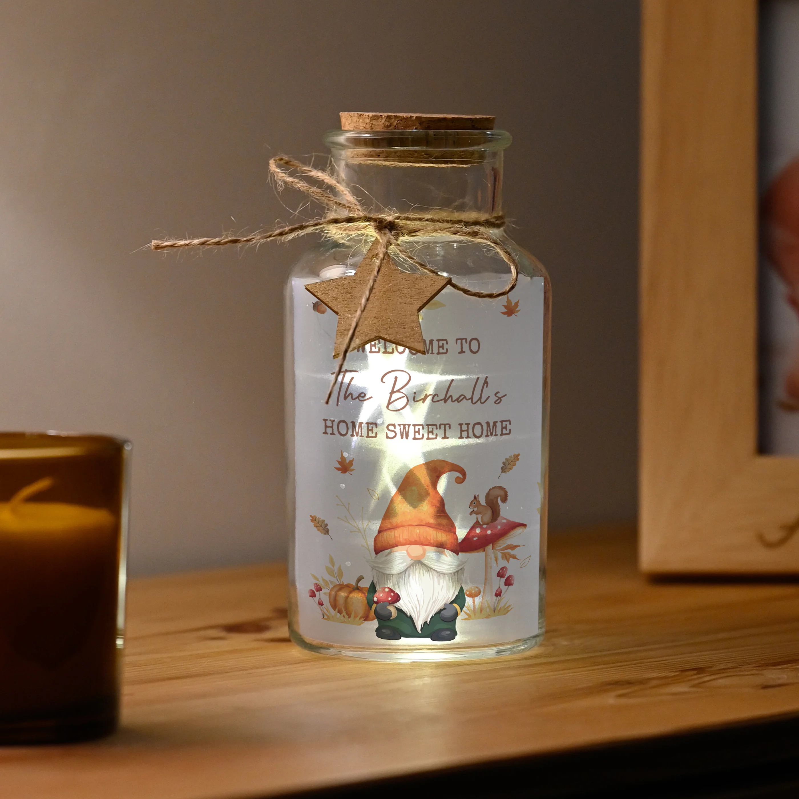 Personalised Autumn Gonk LED Light Up Jar - Image 3