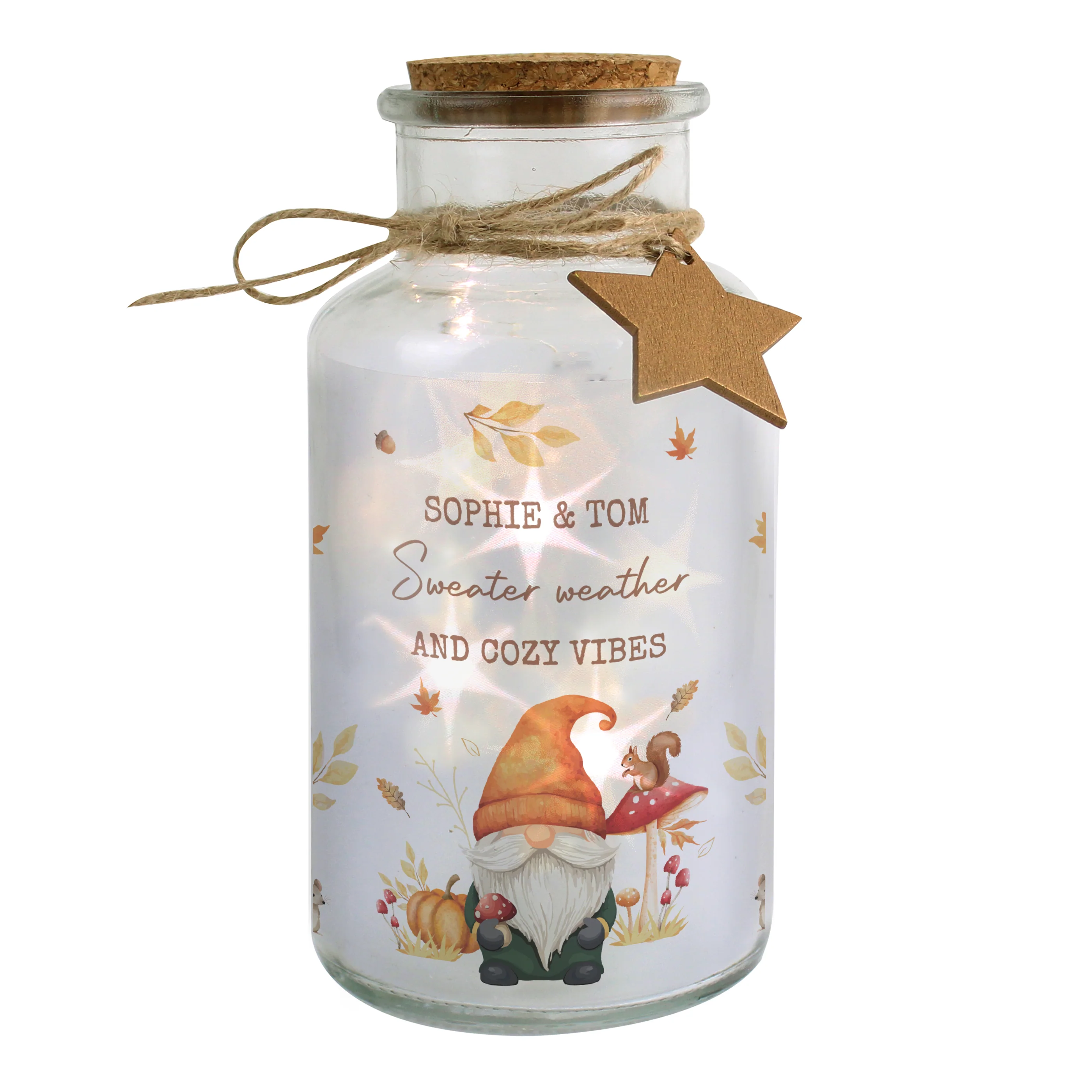 Personalised Autumn Gonk LED Light Up Jar - Image 4