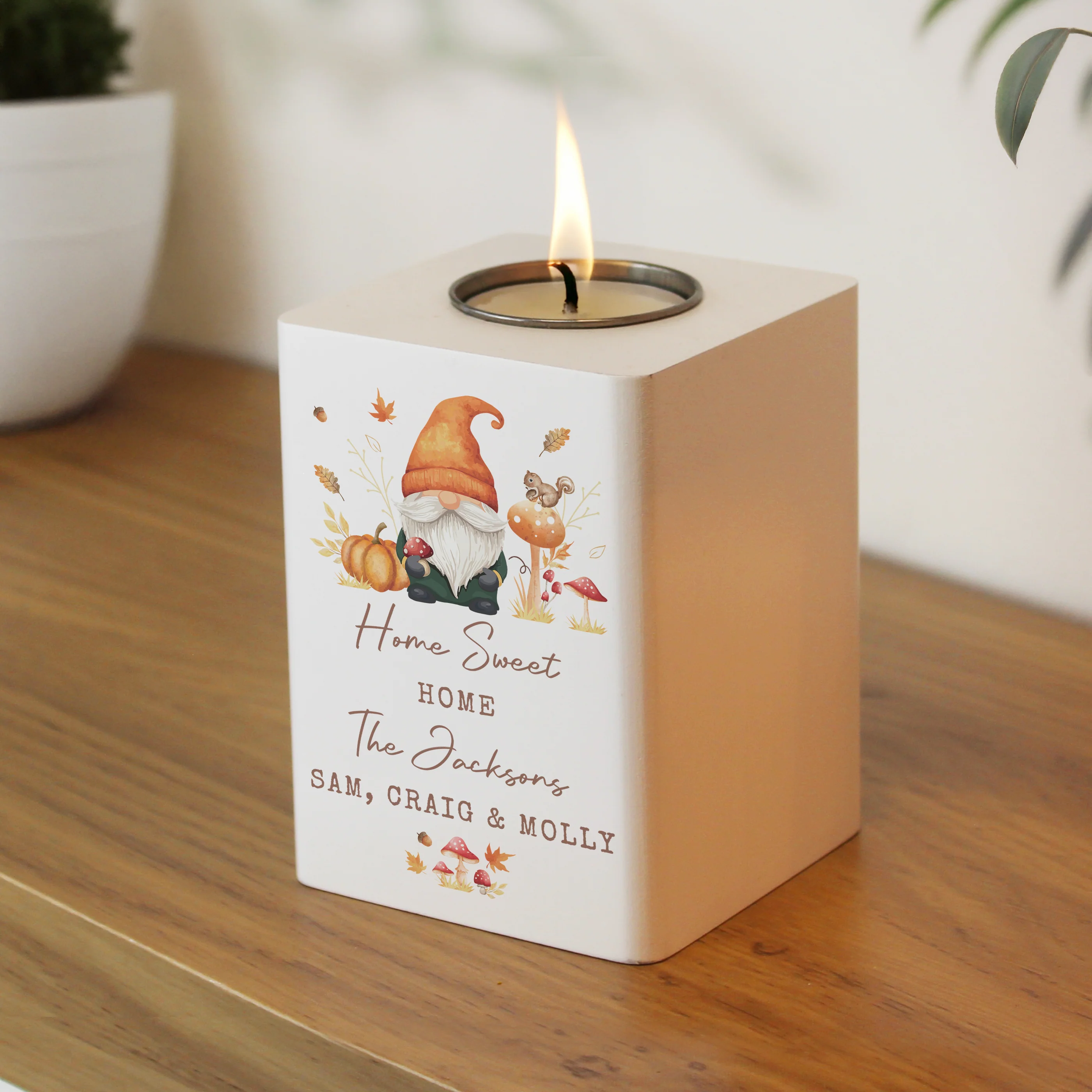 Personalised Autumn Gonk Tealight Holder - Image 3