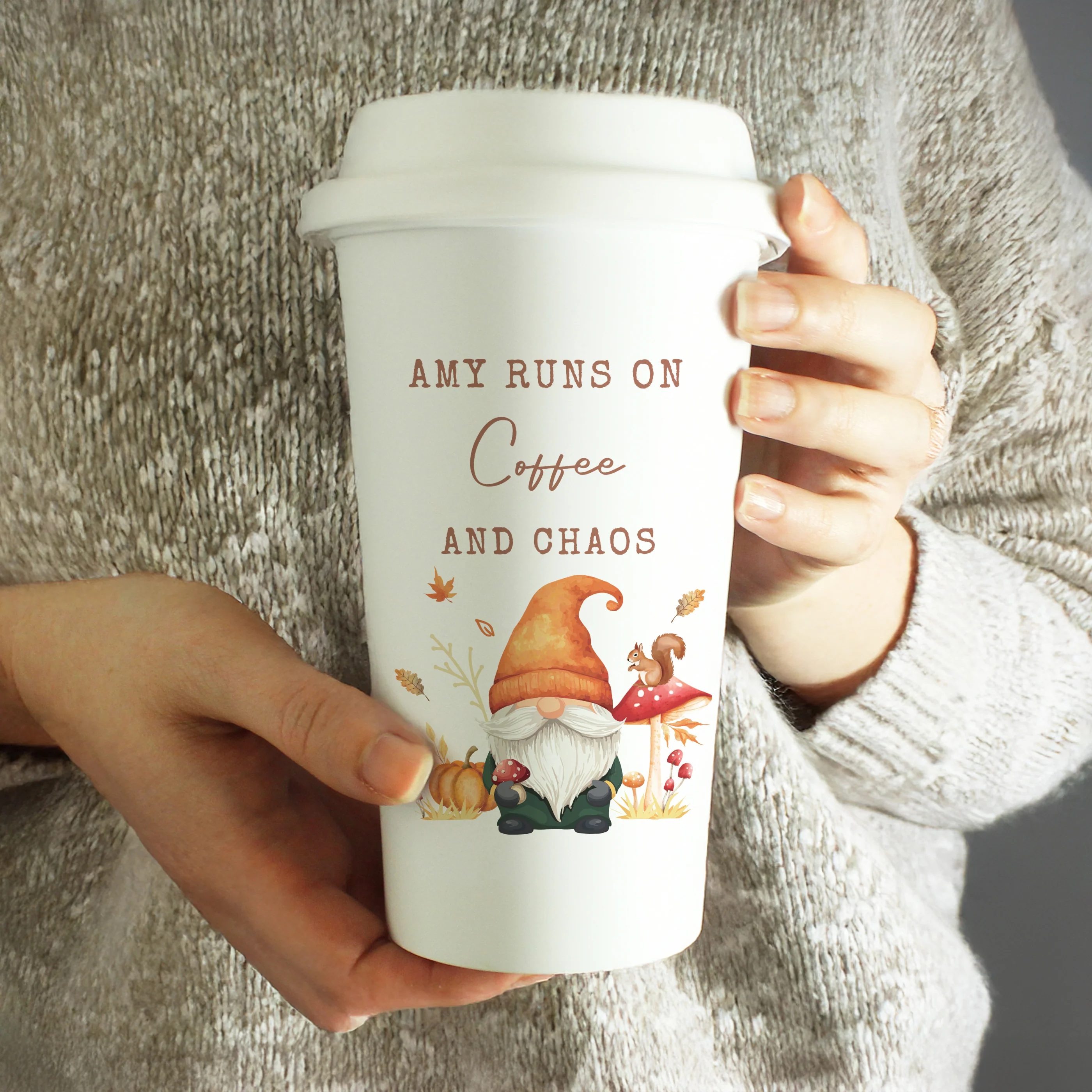 Personalised Autumn Gonk Travel Cup - Image 2