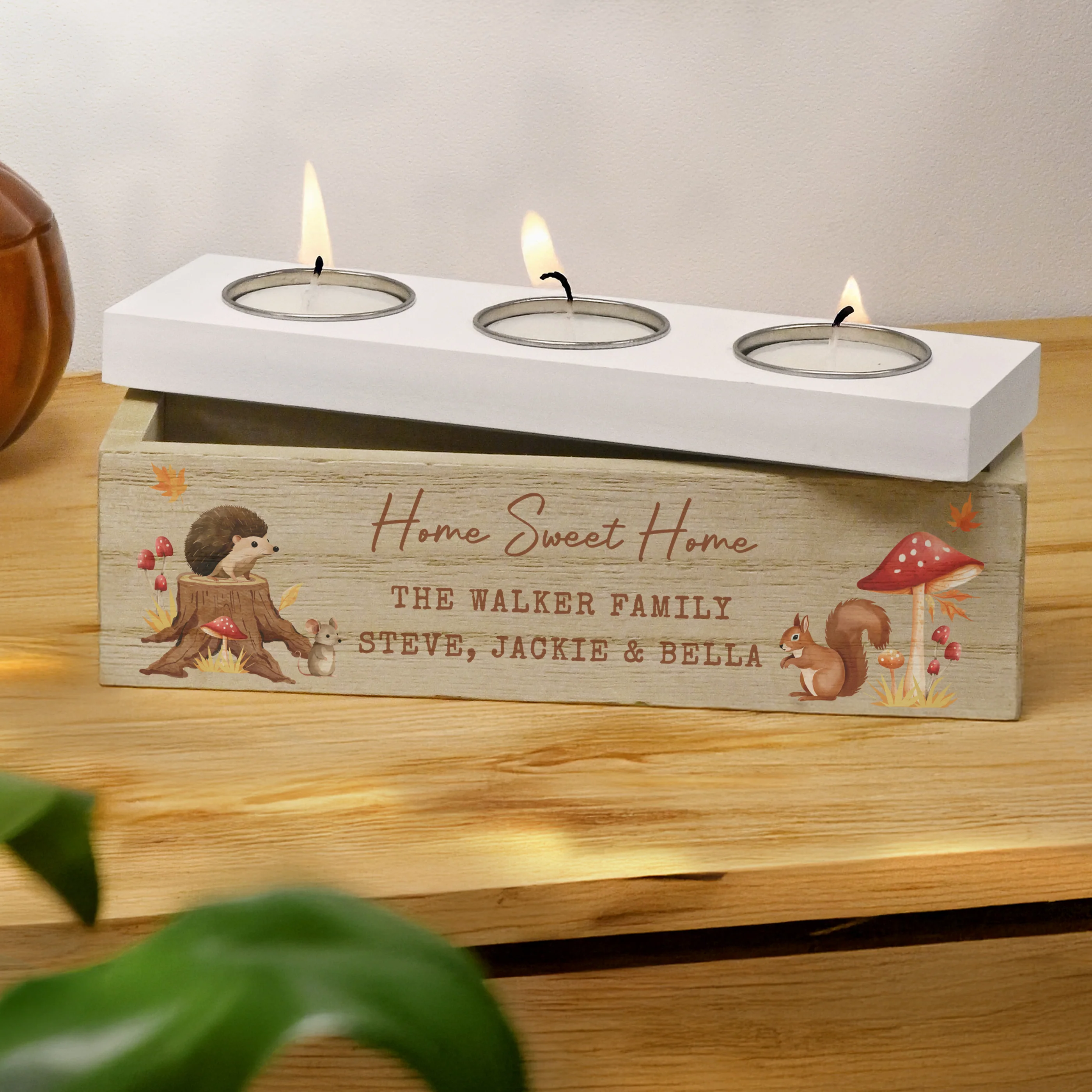 Personalised Autumn Triple Tea Light Box - Image 3